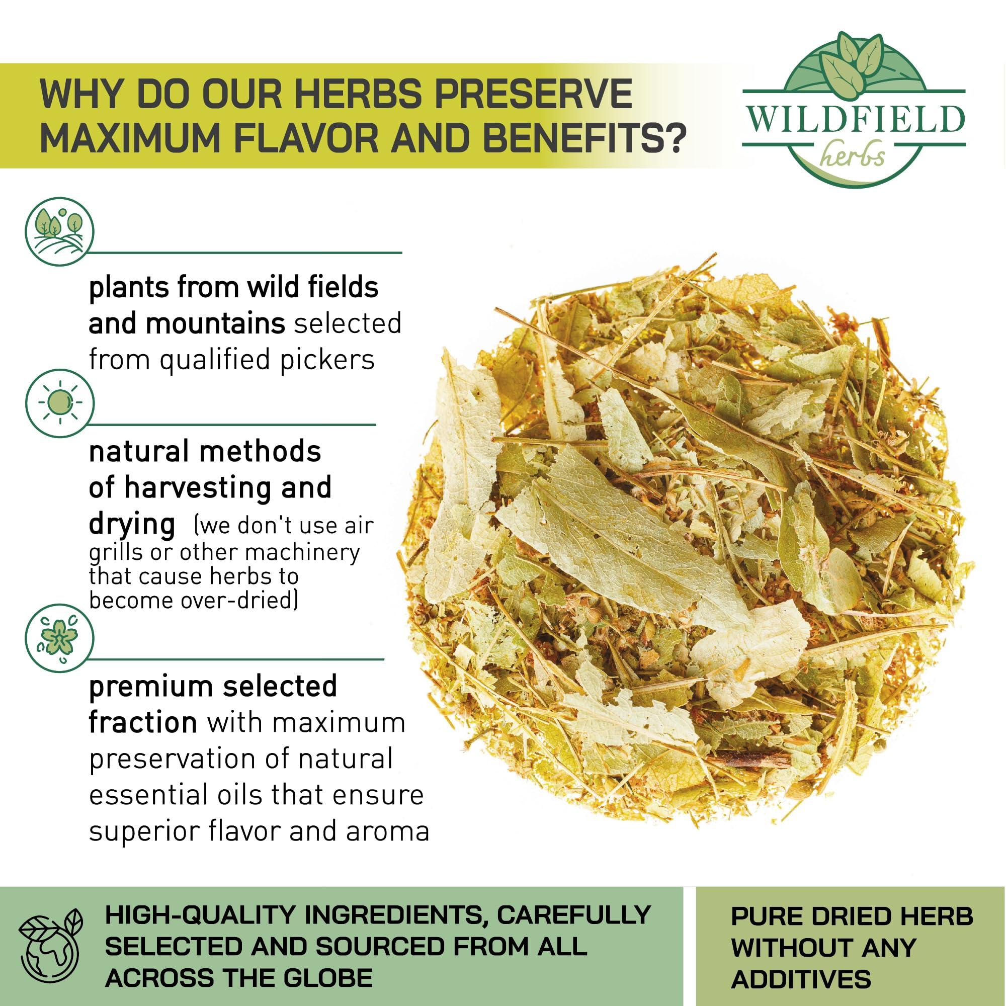 WILDFIELD HERBS 4 oz. Linden Tea Dried Linden Flower Tea Herbal (Tilia cordata) - 113g Linden Flowers Tea Herb Lipa