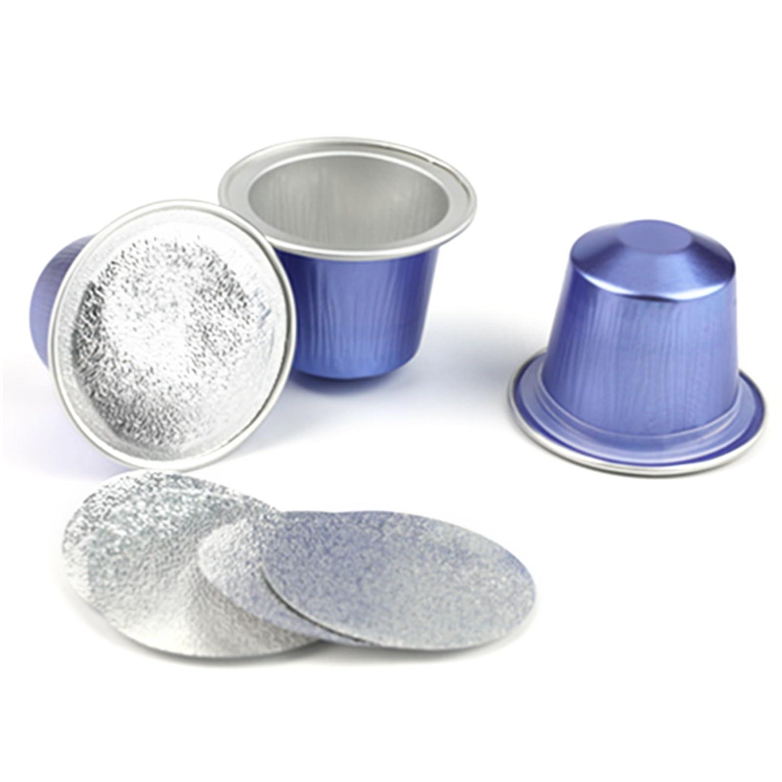 Muloo Muloo 100 Pieces Empty Coffee Capsule Cups Aluminum-Foil Coffee Capsule with Self Adhesive Seal Stickers Disposable Coffee Pods Coffee Capsule Gold