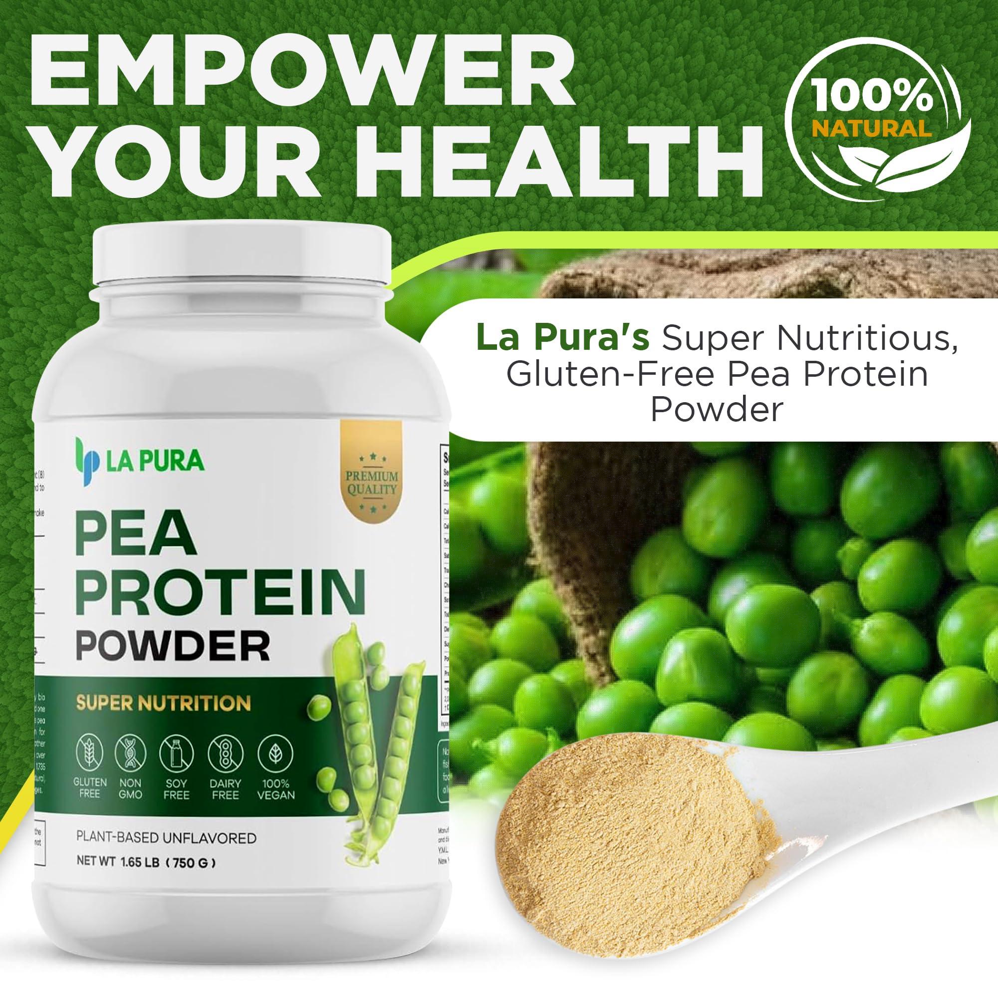 LaPura LaPura 100% Vegan Pea Protein Powder - 1.65LB, Unflavored Plant-Based Protein Powder with 20g Protein, Easy to Digest, Gluten Free, Non-GMO, No Additives for Optimal Nutrition