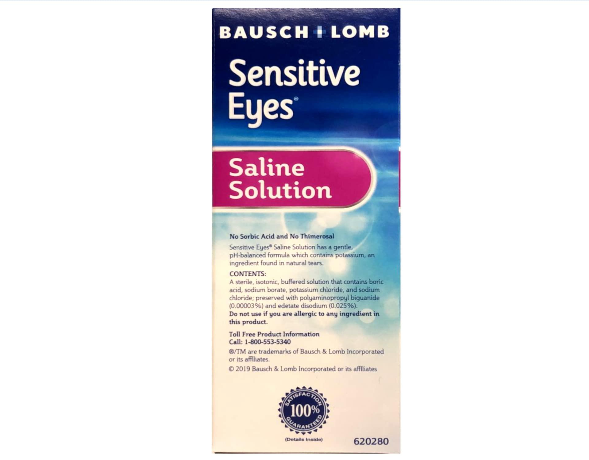 Bausch + Lomb Sensitive Eyes Plus Saline Solution, 12 Fluid Ounce (Pack of 12)