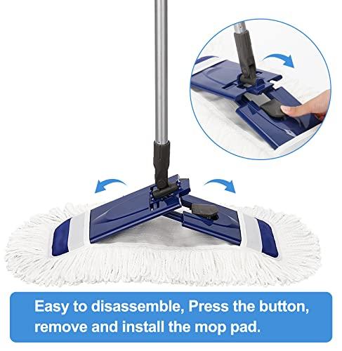 KeFanta Kefanta Dust Mop for Hardwood Floors with Extendable Long Handle 57'' and 2 Different Mop Pads, Microfiber Dry & Wet Dust Mops for Floor Cleaning Hardwood Marble Tile Home Kitchen