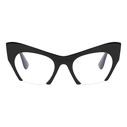 helena Cat Eye Reading Glasses for Women fashion half frame FrameComputer Readers Oversized Blue light Blocking Eyeglasses (black, 3, multiplier_x)