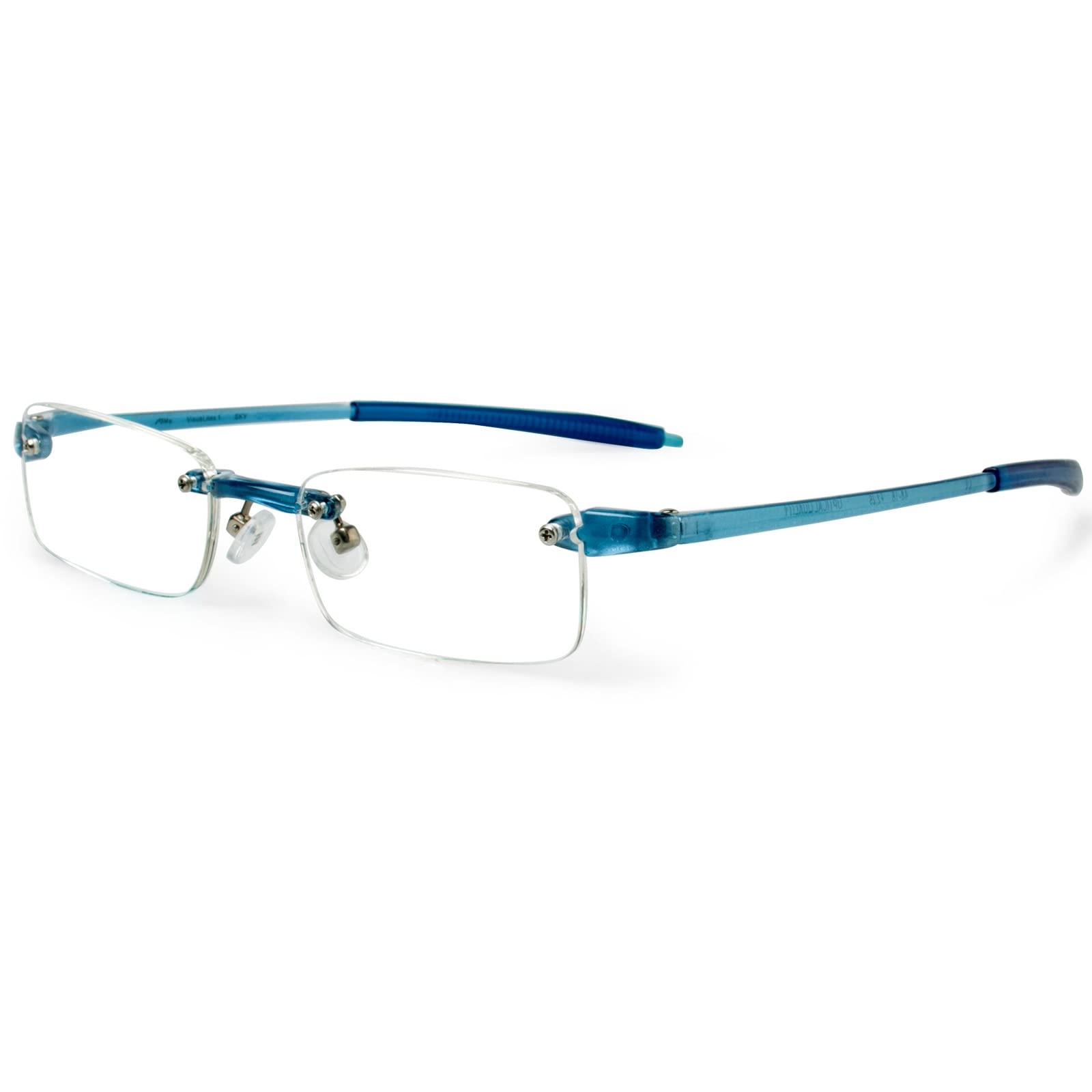 Visualites Visualites 1 Sky Blue 1.00 Power Lightweight Rimless Reading Glasses For Men and Women