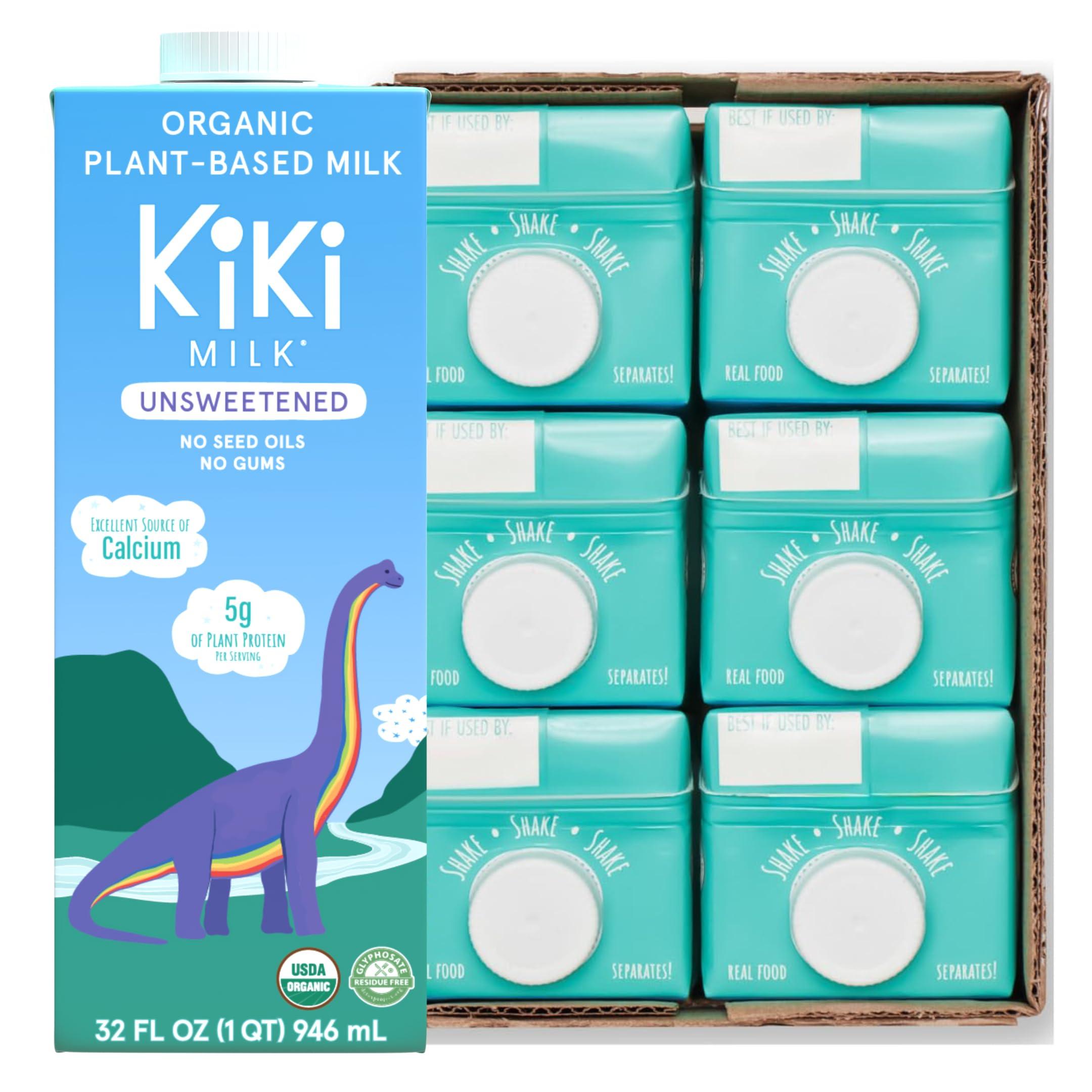 Kiki Milk Kiki Milk Plant Based Milk - Organic Unsweetened Kiki Milk - Calcium & Magnesium Source - Gluten Free, Gum Free, GMO Free, Dairy Free, Soy Free, Glyphosate Free - Shelf Stable - (32 oz Pack of 6) (Unsweetened)