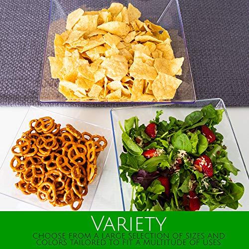 PLASTICPRO PLASTICPRO Disposable Square Plastic Medium White Serving Bowls Extra Heavy Duty for Party's Snack or Salad Bowl, Elegant Pack of 4