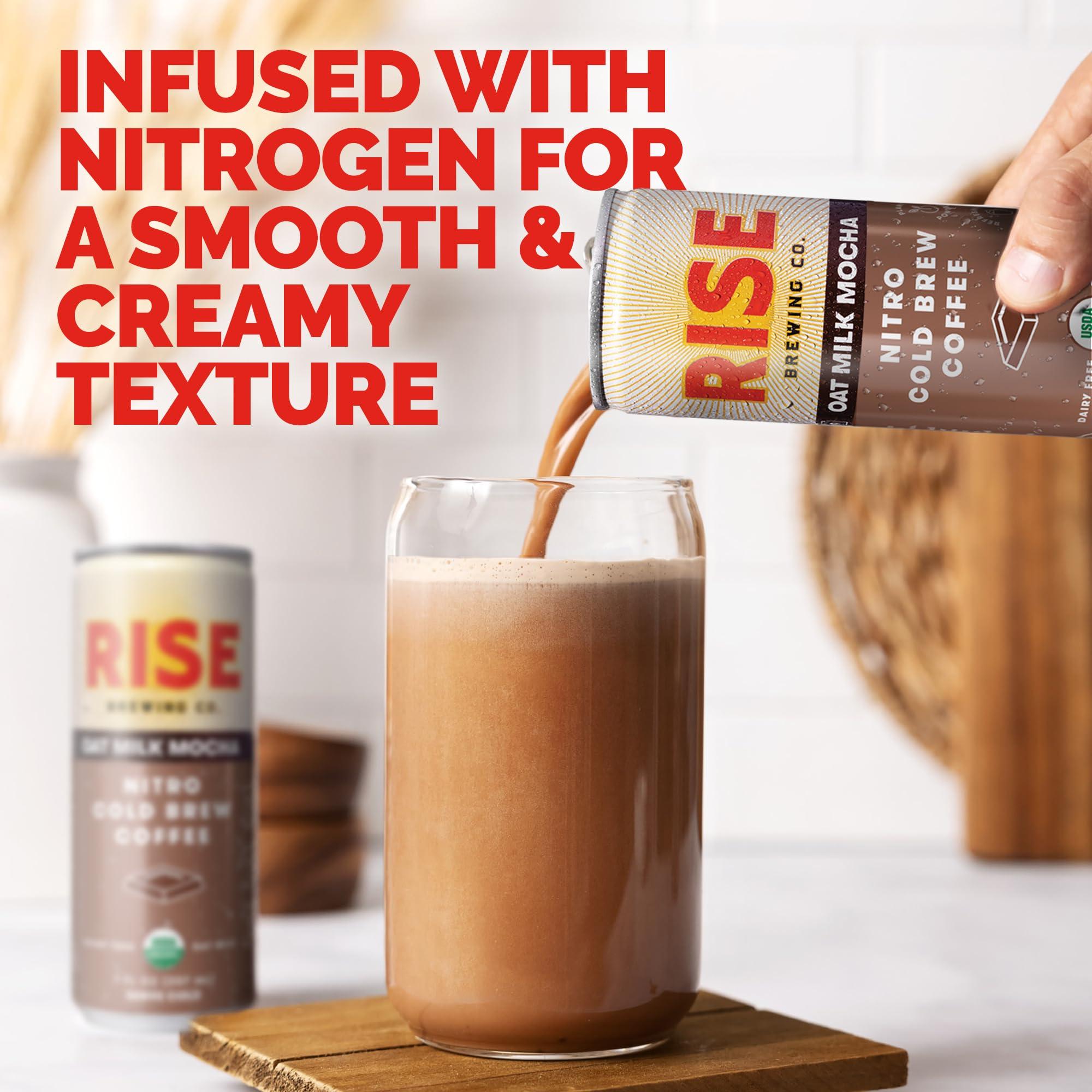 RISE Brewing Co. RISE Brewing Co. Oat Milk Mocha Nitro Cold Brew Coffee, No Sugar Added & No Dairy, Organic & Non-GMO, Low Acidity & Vegan, 7 Fl. Oz. Cans
