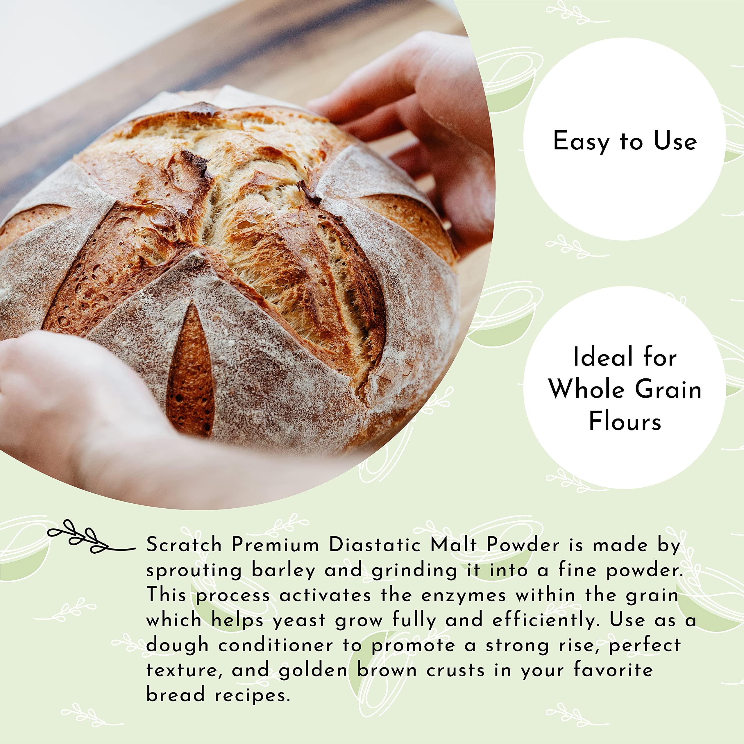 Scratch Scratch Diastatic Malt Powder for Baking - (10oz) Dried Barley Malt for Baking Bread - Bread Improver - Premium Baking Ingredients for Breads, Pizzas, Pretzels, Desserts, Shakes and More