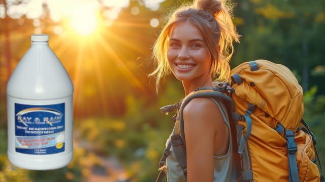 Ray & Rain Repellant Ray & Rain Repellant Waterproofing + Outdoor Anti-Fading Fabric Protection Spray | Awnings | Bags | Boat Covers | Flags | Tents | Umbrellas (Gallon)