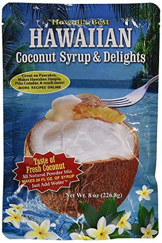 Hawaii\'s Best Hawaii\'s Best Tropical Coconut Syrup Two Pack (8 oz each) - Instant Coconut Syrup Mix, Just Add Water - Great for Pancakes, Hawaiian Haupia, French Toast, Pina Coladas - Each Bag Makes 20 oz