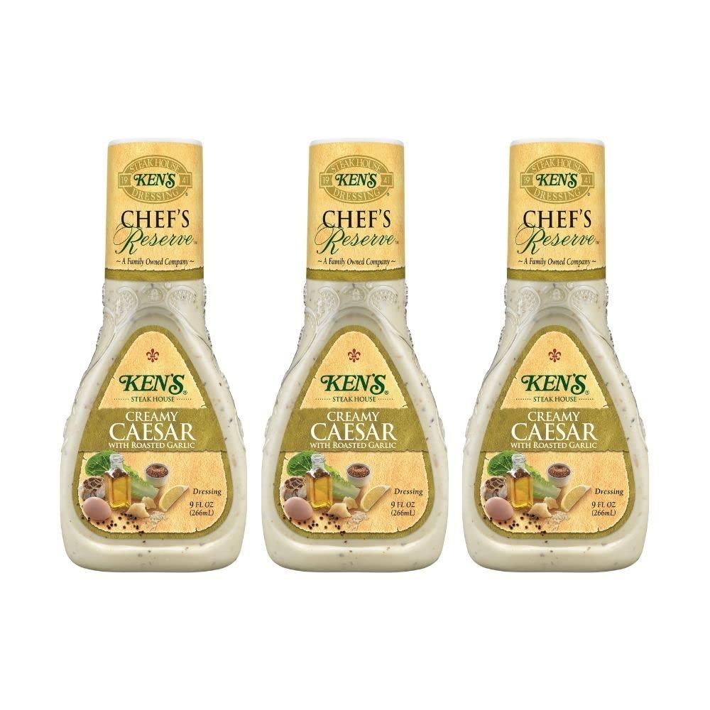 Ken's Steak House Ken's Steak House Chef's Reserve Creamy Caesar with Roasted Garlic Dressing (9 Fl Oz (Pack of 3))