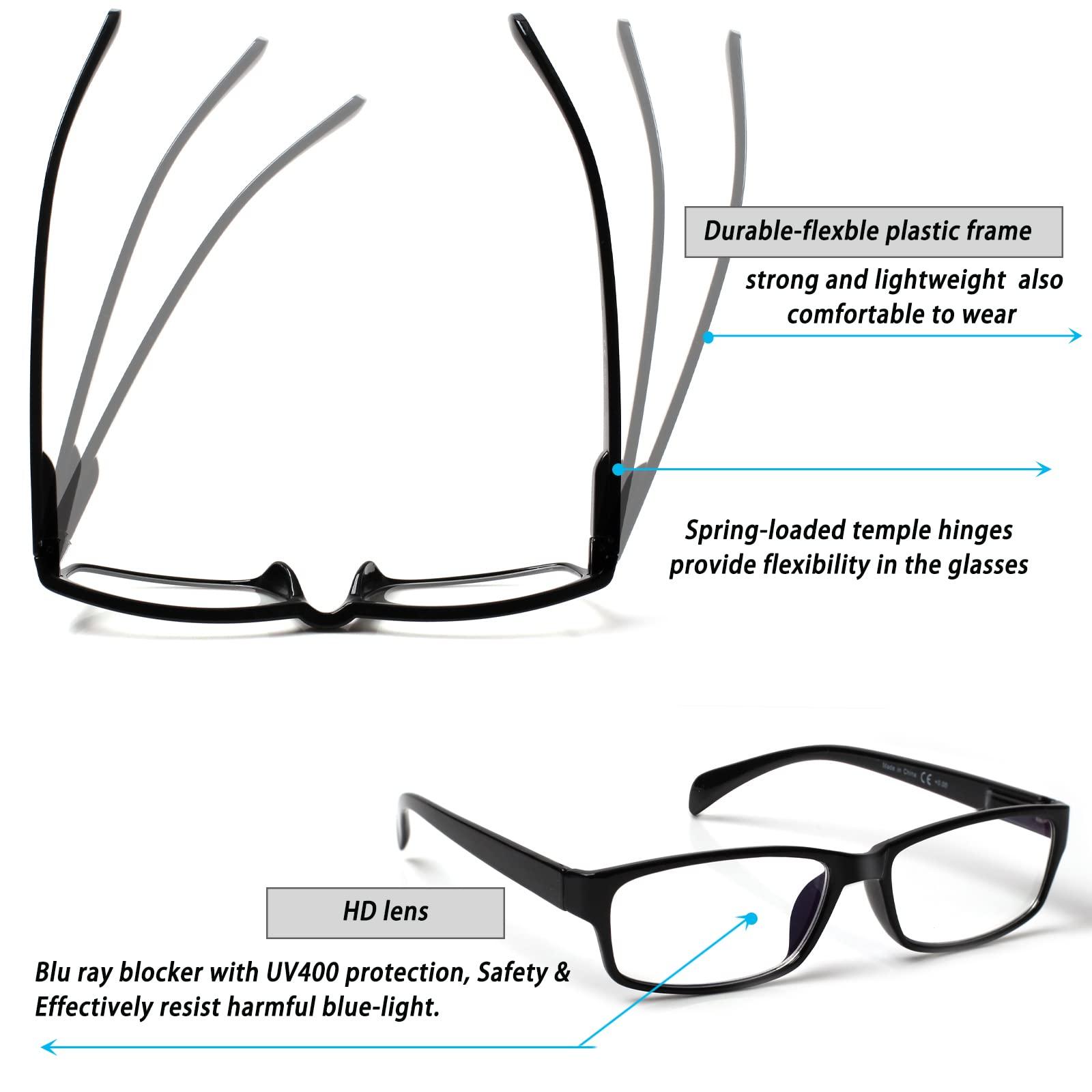 JOSCHOO JOSCHOO Computer Reading Glasses for Women and Men 6 Pack Blue Light Blocking Spring Hinge Readers (Mix Color-4, 1.75, multiplier_x)