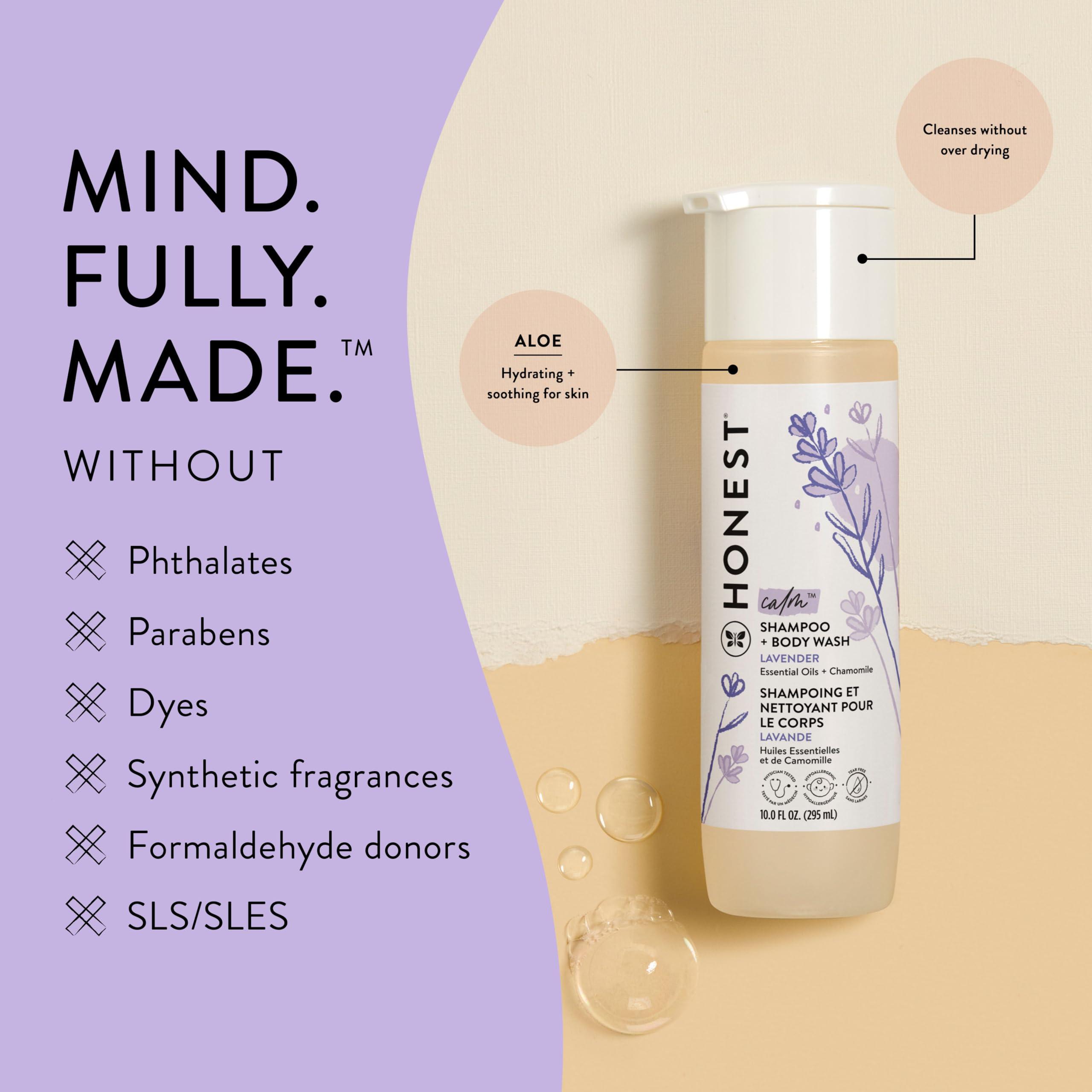 The Honest Company The Honest Company Lavender Calm 2-in-1 Cleansing Shampoo + Body Wash + Conditioning Detangler Bundle | Naturally Derived, Tear-free, Hypoallergenic | 10 fl oz, 4 fl oz