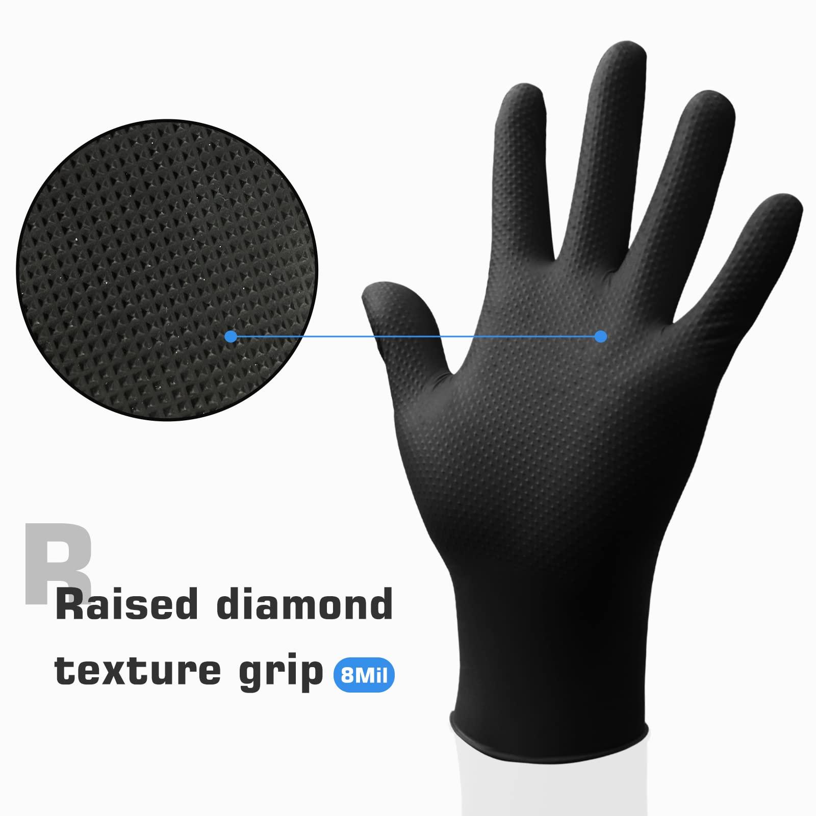 Infimor Infimor 6mil/8mil Nitrile Gloves, Disposable Latex Free, Pack 50/100, Powder Free Heavy Duty Gloves (8Mil/50Pcs/Black, Large (Pack of 50))