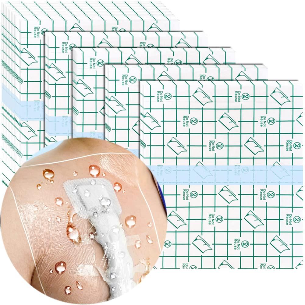 Hola Health Waterproof Shower Protector Bandage 8x8 inch for Large Port Surgery Incisions Guard Tattoo Second Skin Healing Aftercare Cover Bath Patch Transparent Film Clear Adhesive Wounds Dressing (Pack of 50)