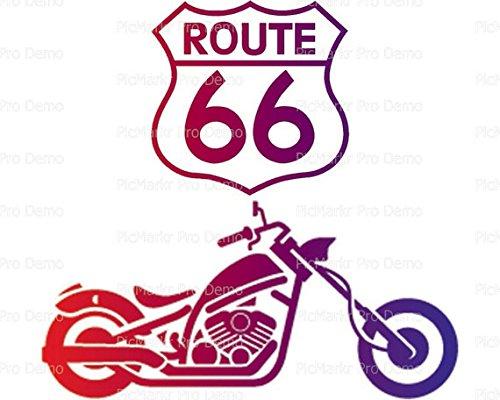 Art of Eric Gunty 1/2 Sheet - Route 66 Motorcycle Birthday - Edible Cake/Cupcake Party Topper - D21695