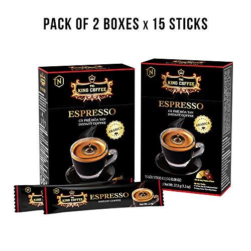 TNI King Coffee King Coffee Espresso Instant Coffee Vietnamese Coffee Arabica Instant Coffee Mix Medium Roast 15 sticks per box x 2.5g - Pack of 2