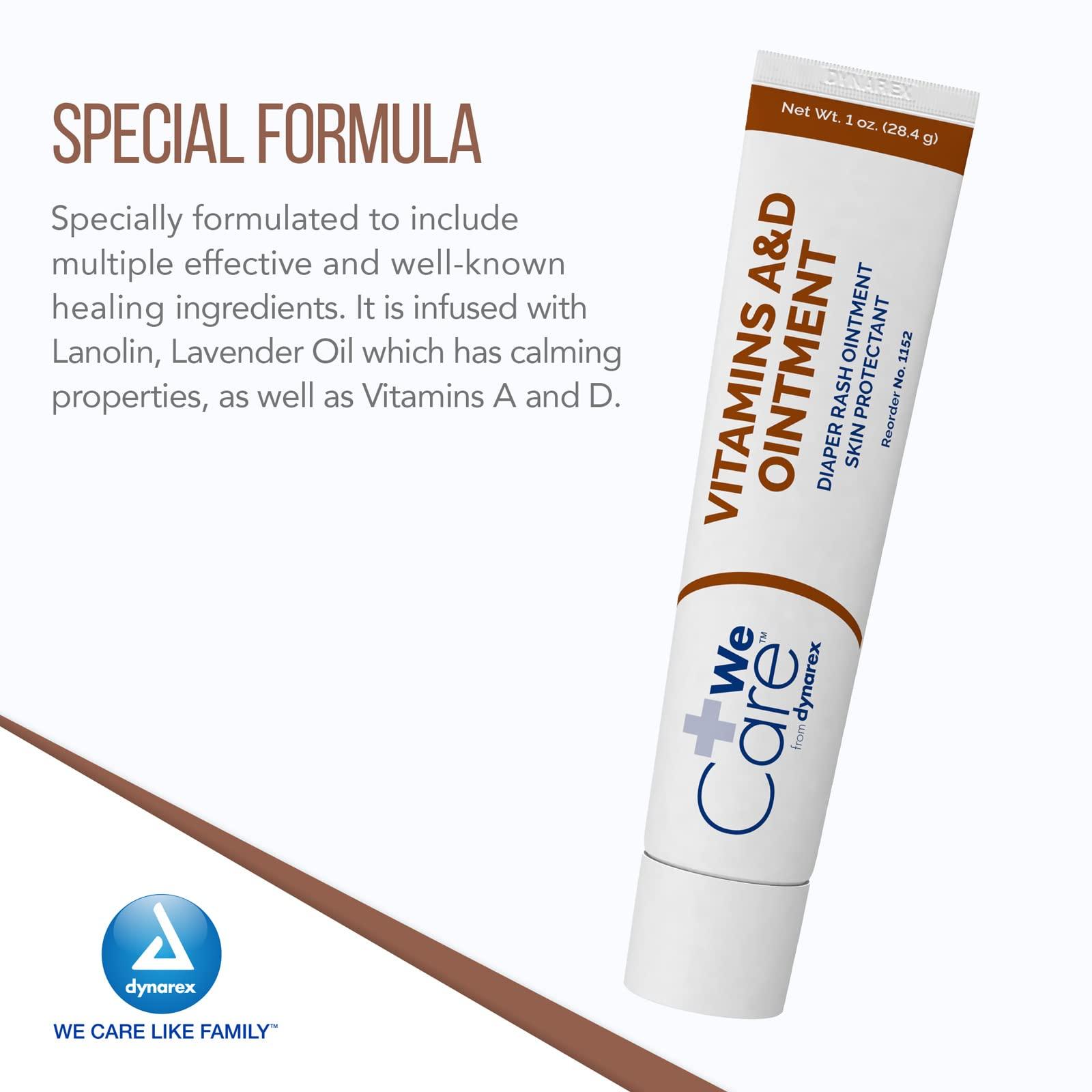 Dynarex Dynarex Vitamins A & D Ointment, Ointment with Vitamin A and Vitamin D for Body Chaffing, Diaper Rash, Cuts, White, 1 oz. Tube