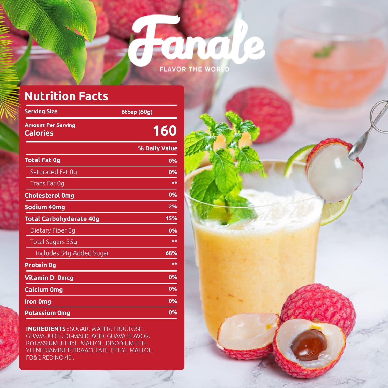 Fanale Fanale Premium Flavoring Concentrated Syrup for Bubble Tea 11 lb | Lychee Flavor Syrup | for Boba Tea, Smoothies, Slushes, Desserts | 11lb | Pack of 4 | SRP050