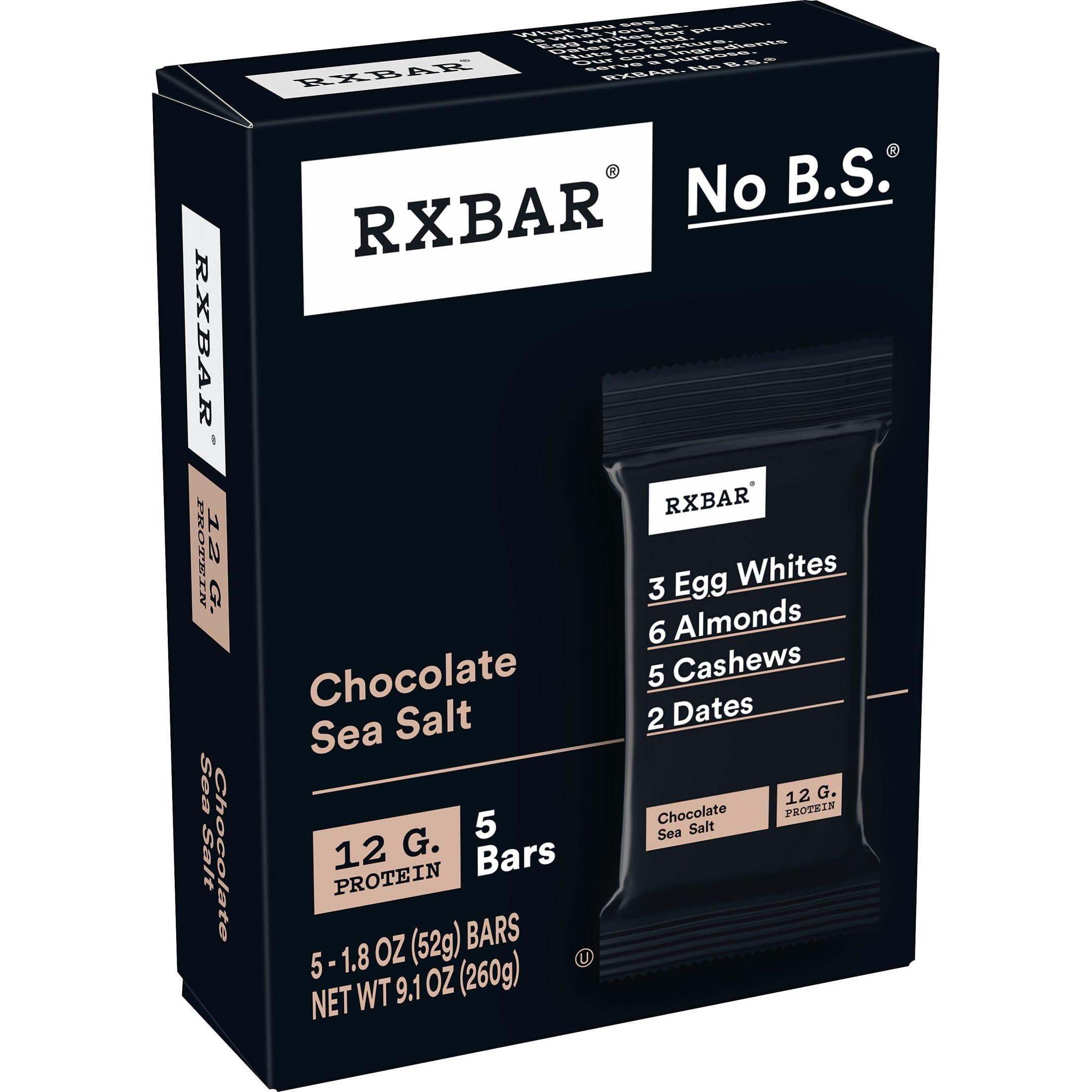 RXBAR RXBAR Protein Bars, 12g Protein, Gluten Free Snacks, Chocolate Sea Salt (6 Boxes, 30 Bars)