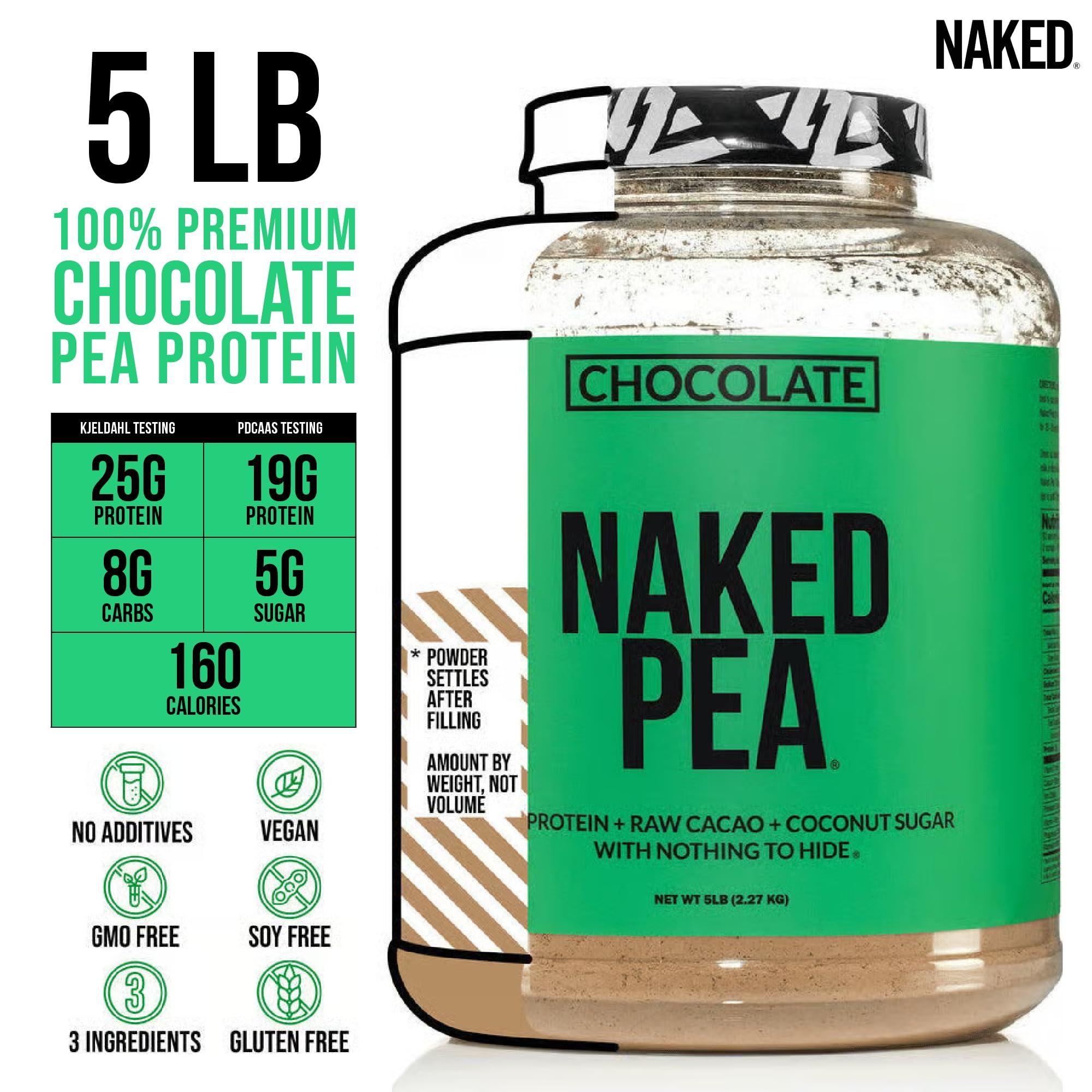 NAKED nutrition NAKED nutrition Chocolate Naked Pea Protein Isolate - 5Lb Bulk, Plant Based, Vegetarian & Vegan Protein. Easy To Digest, Non-Gmo, Gluten Free, Lactose Free, Soy Free
