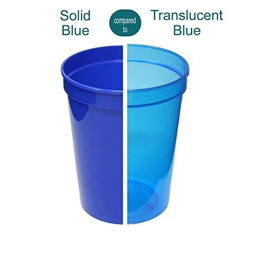 Rolling Sands Rolling Sands 16 oz. Reusable Plastic Stadium Cups, 8 Pack, Made in USA, BPA-Free Dishwasher Safe Tumblers,Translucent Blue