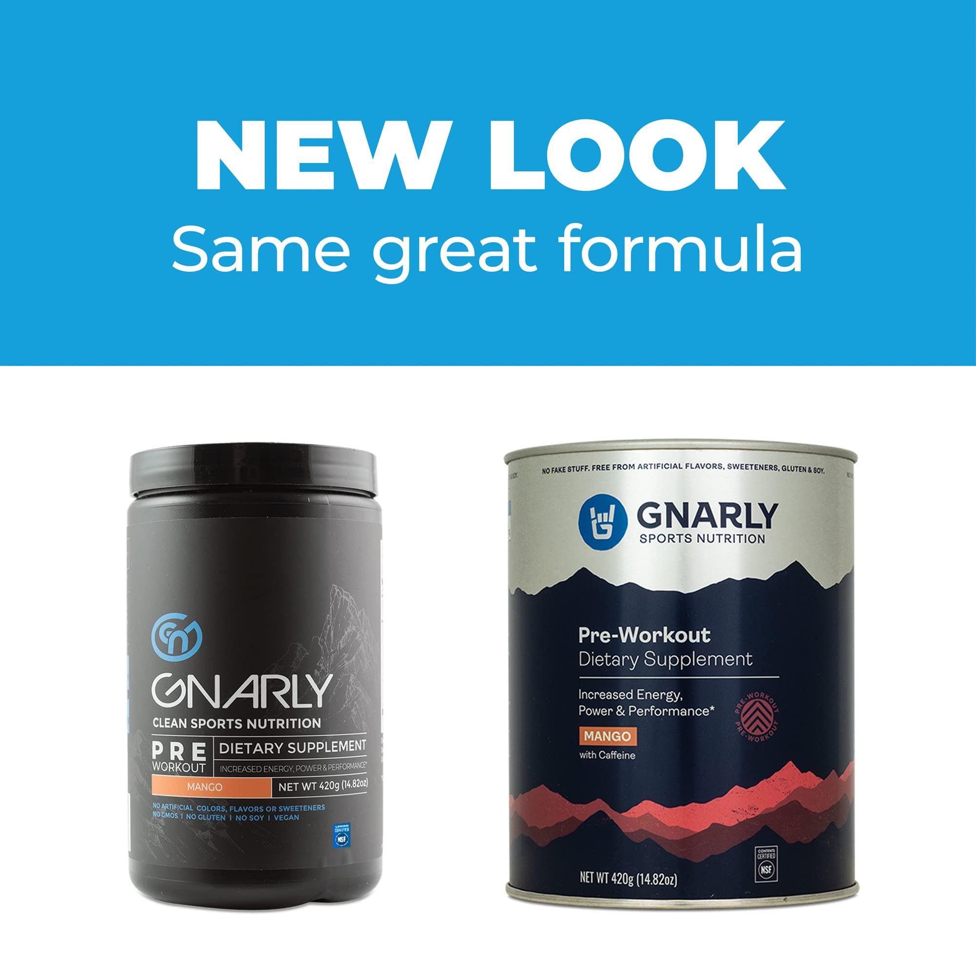 Gnarly Nutrition Gnarly Nutrition Natural Pre-Workout Powder - Endurance & Recovery, NSF Contents Certified, Vegan Pre Workout Wellness, Sports Nutrition - Mango, Caffeine 14.82oz