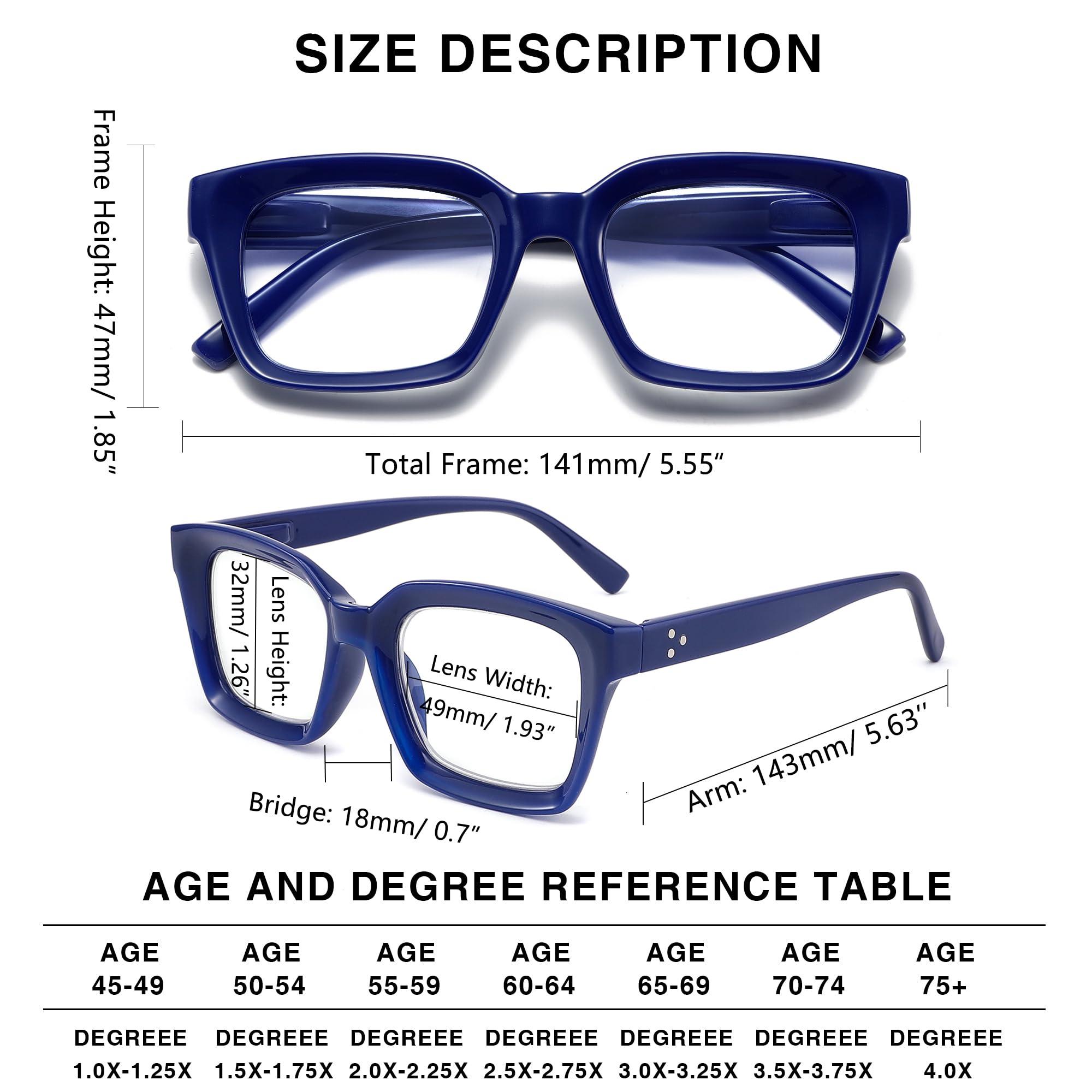 LOUOL READERS LOUOL 3 Pack Readers for Women Oprah Style Square Reading Glasses with Spring Hinge Blue Light Blocking for Men Ladies +3.5