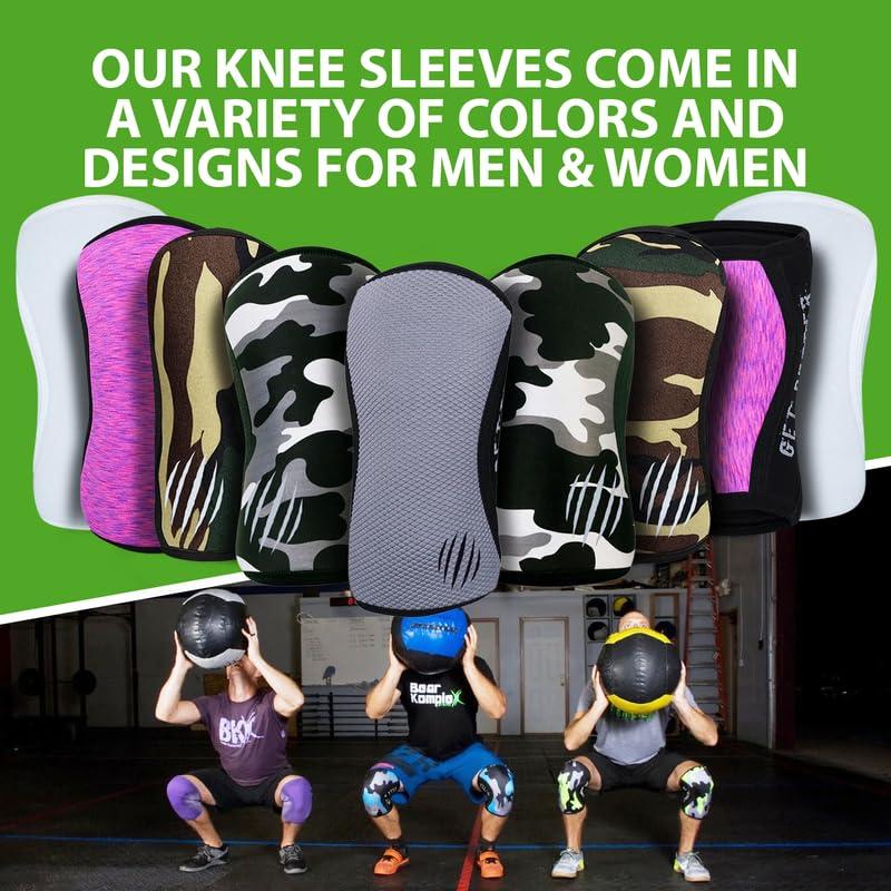 Bear KompleX Bear KompleX Compression Knee Sleeves, Fitness & Support for Workouts & Running. Sold in Pairs-Training, Weightlifting, Wrestling, Squats & Gym Use. 5mm&7mm Thick, Multicolor Options