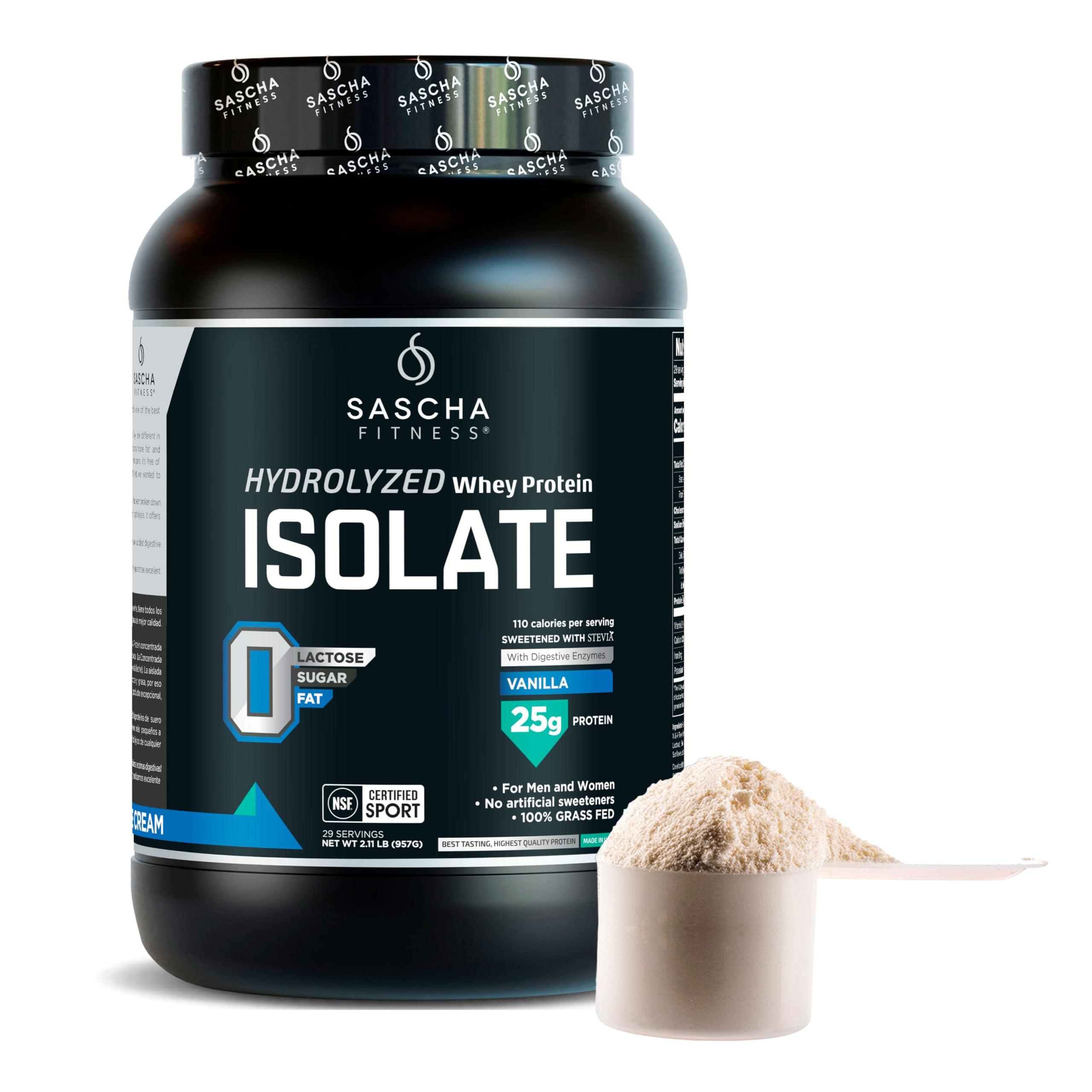 SASCHA FITNESS SASCHA FITNESS Hydrolyzed Whey Protein Isolate,100% Grass-Fed (2 Pounds, Vanilla)
