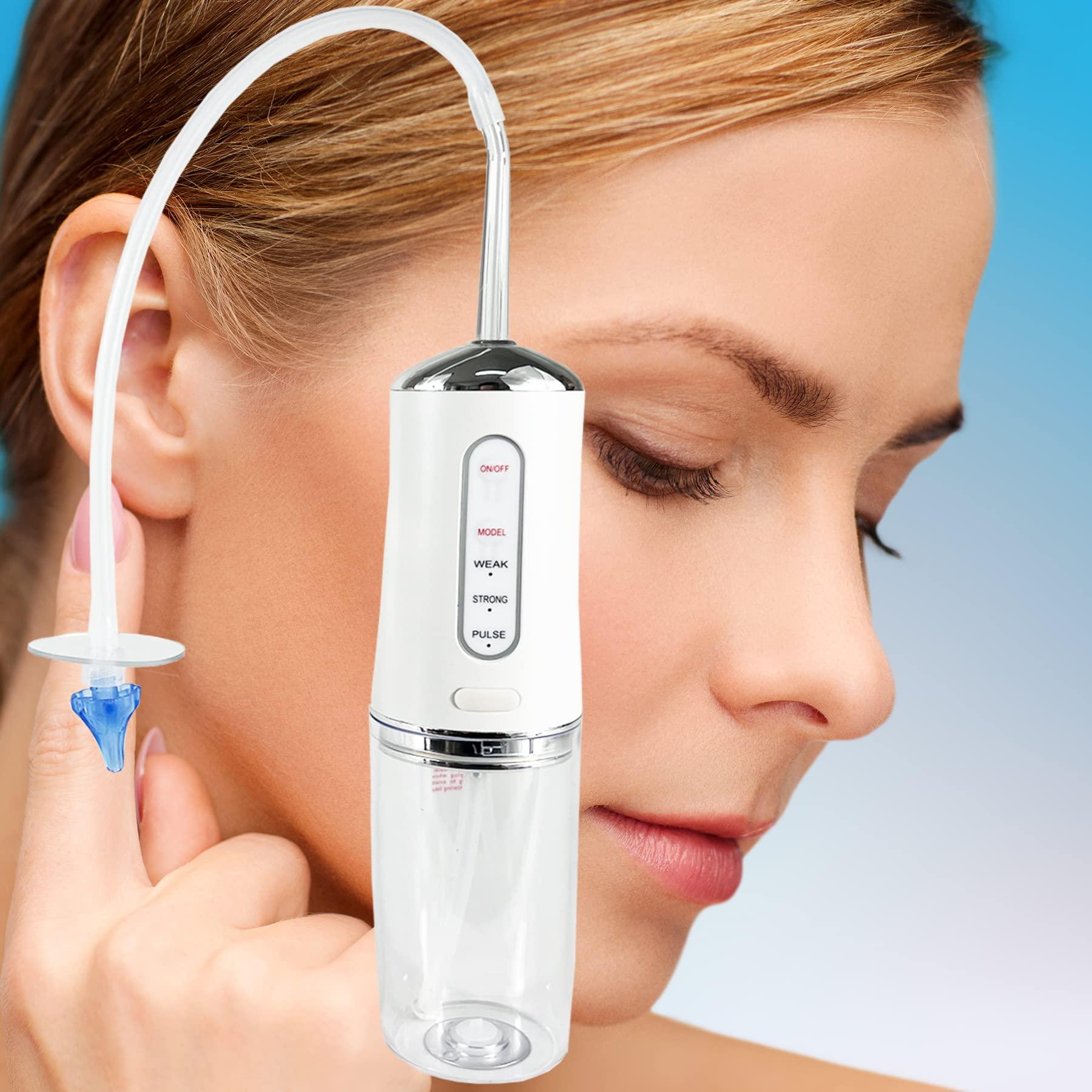 Smokitcen Smokitcen Electric Ear Cleaning Kit for Adults Premium Ear Wax Removal Tool with Electrical Cleaner Spray Reusable Earwax Removal Kit with 3 Pressure Irrigation 6 Tip & 9.8in Silicone Hose (White)