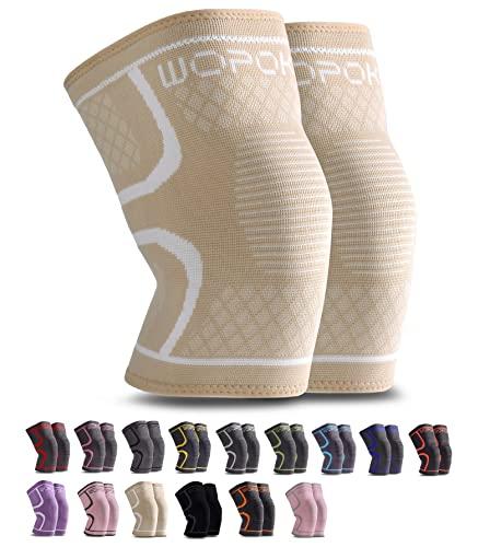 WOPOKY WOPOKY Knee Braces for Knee Pain, Compression Knee Sleeves Support for Weightlifting Running Squatting Basketball Working out, Knee Pain Relief for Meniscus Tear Arthritis (2 Pack)