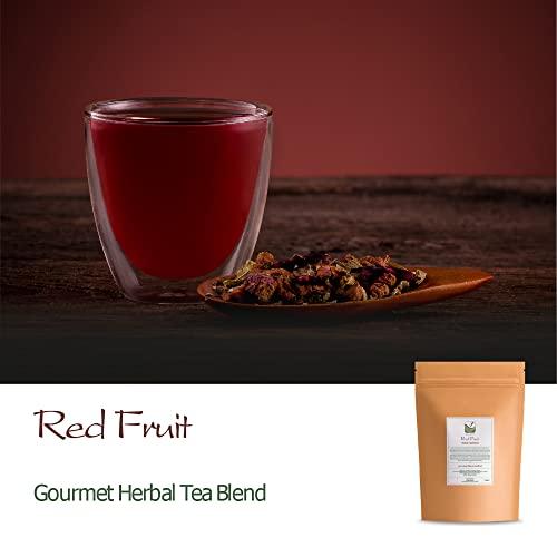 Valley of Tea Red Berry Organic Fruit Tea - Fruit Tea Tisane - Fruity Herbal Infusion - Red Berries Tea Red Berry Tea Red Fruits Tea 200g