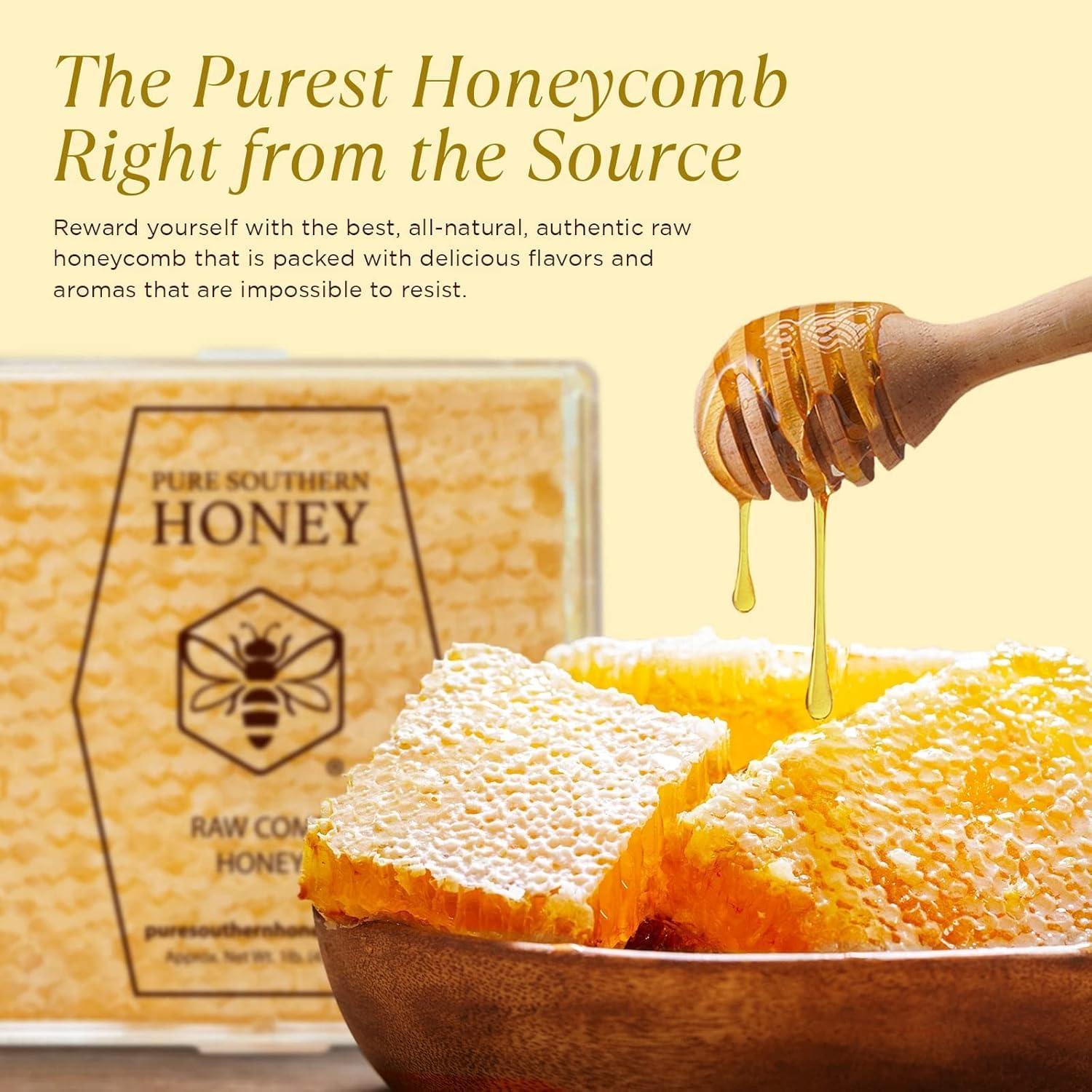 Pure Southern Honey Raw Edible Honeycomb Approx. 14 oz. - American Made by Pure Southern Honey