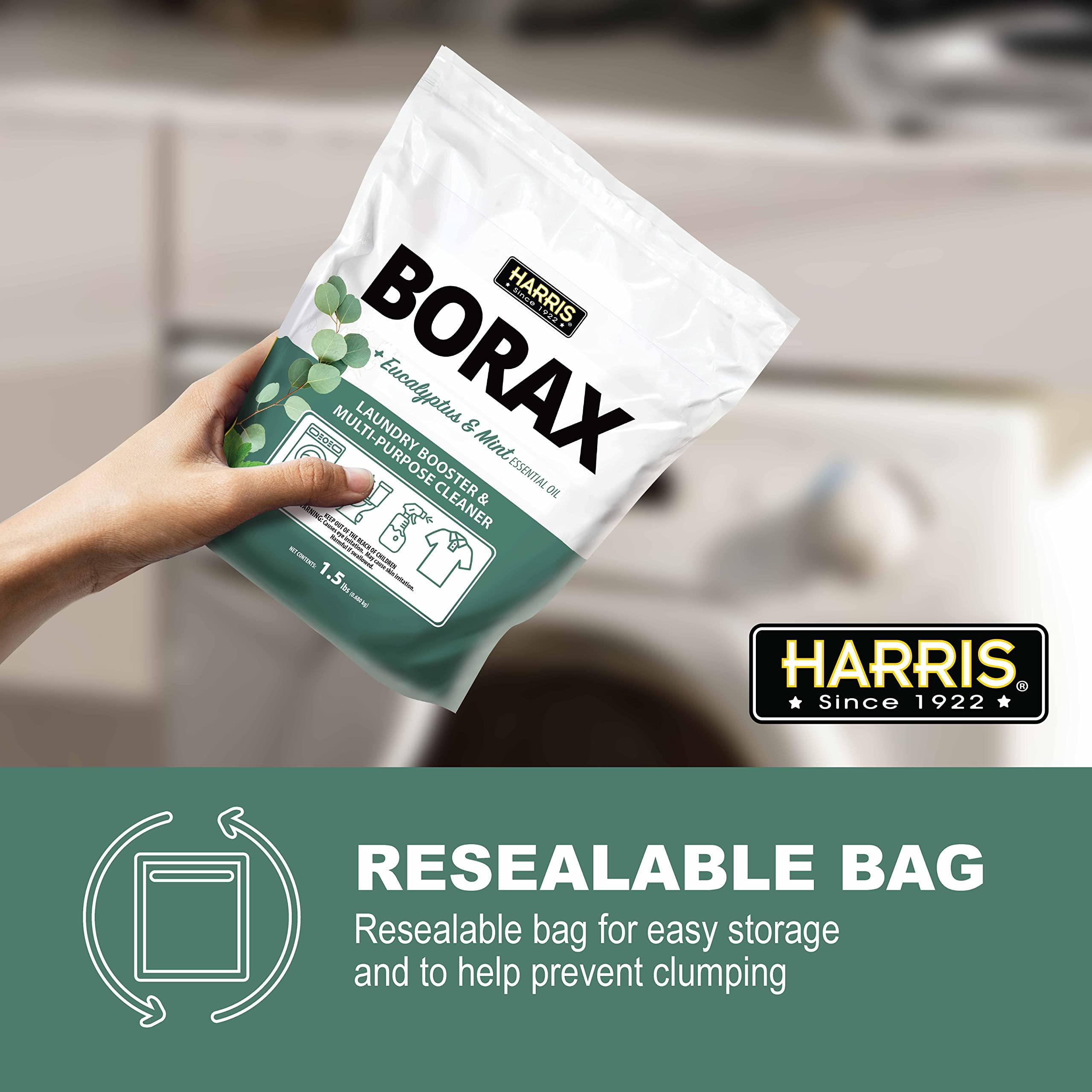 HARRIS Harris Borax Powder Laundry Booster and Multipurpose Cleaner, 1.5lb (Eucalyptus Mint)