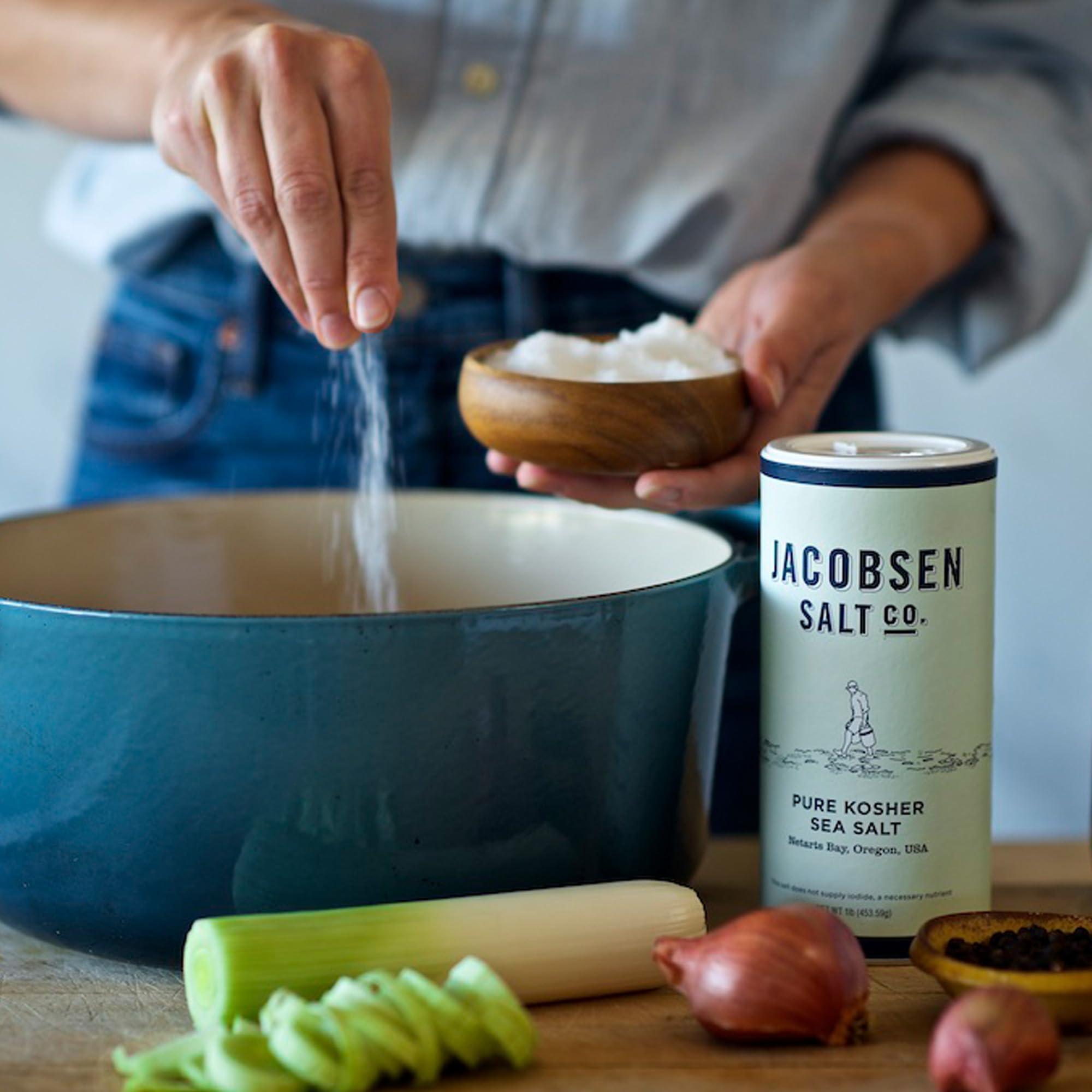 Jacobsen Salt Co. Jacobsen Salt Co. Pure Kosher Sea Salt  Kosher, Coarse, Non-Iodized Made in USA, Non-GMO, Steak Seasoning, Gourmet, Real Salt Flakes  12oz