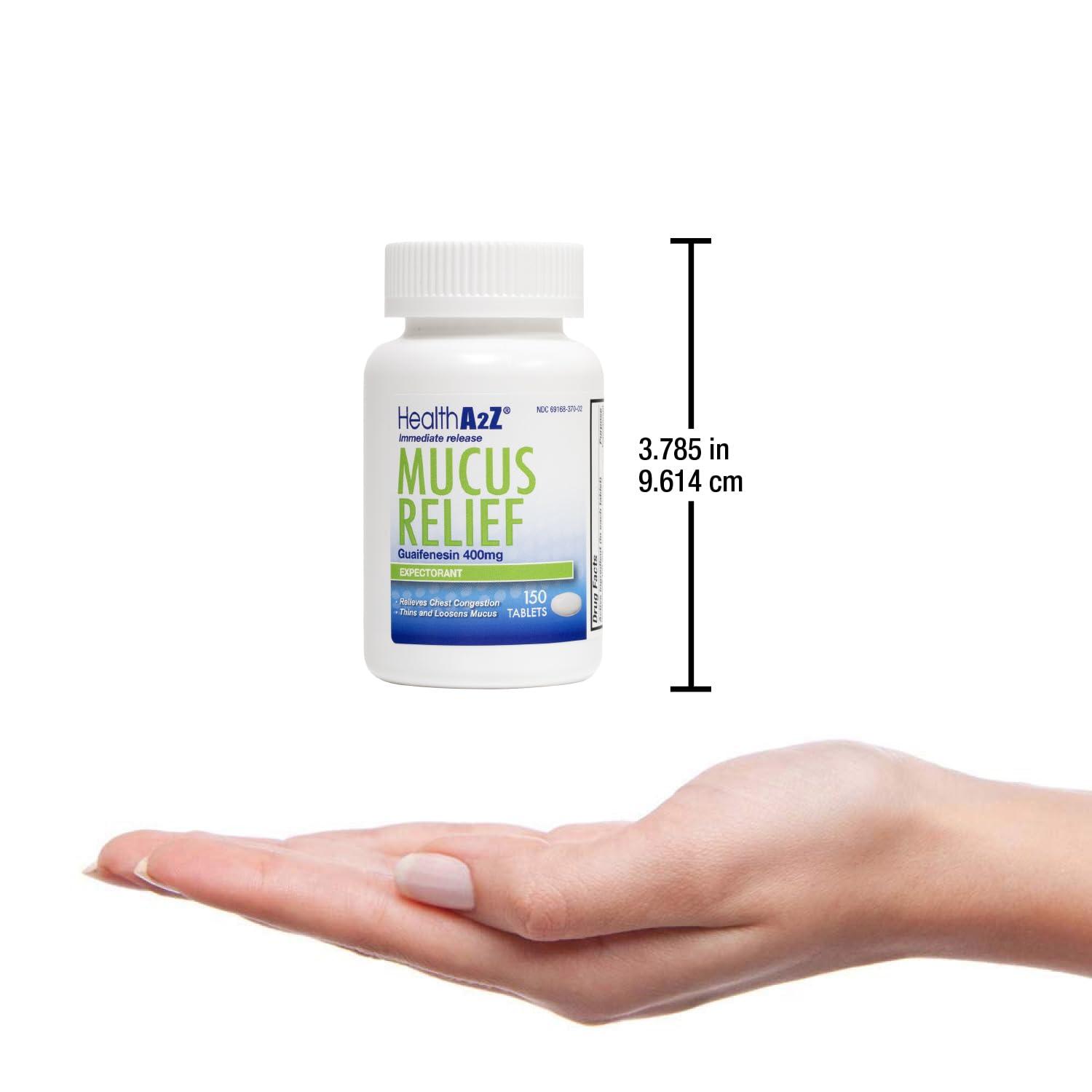 HealthA2Z HealthA2Z Mucus Relief | Guaifenesin 400mg | Immediate Release | No Benzene | Expectorant (150 Counts)