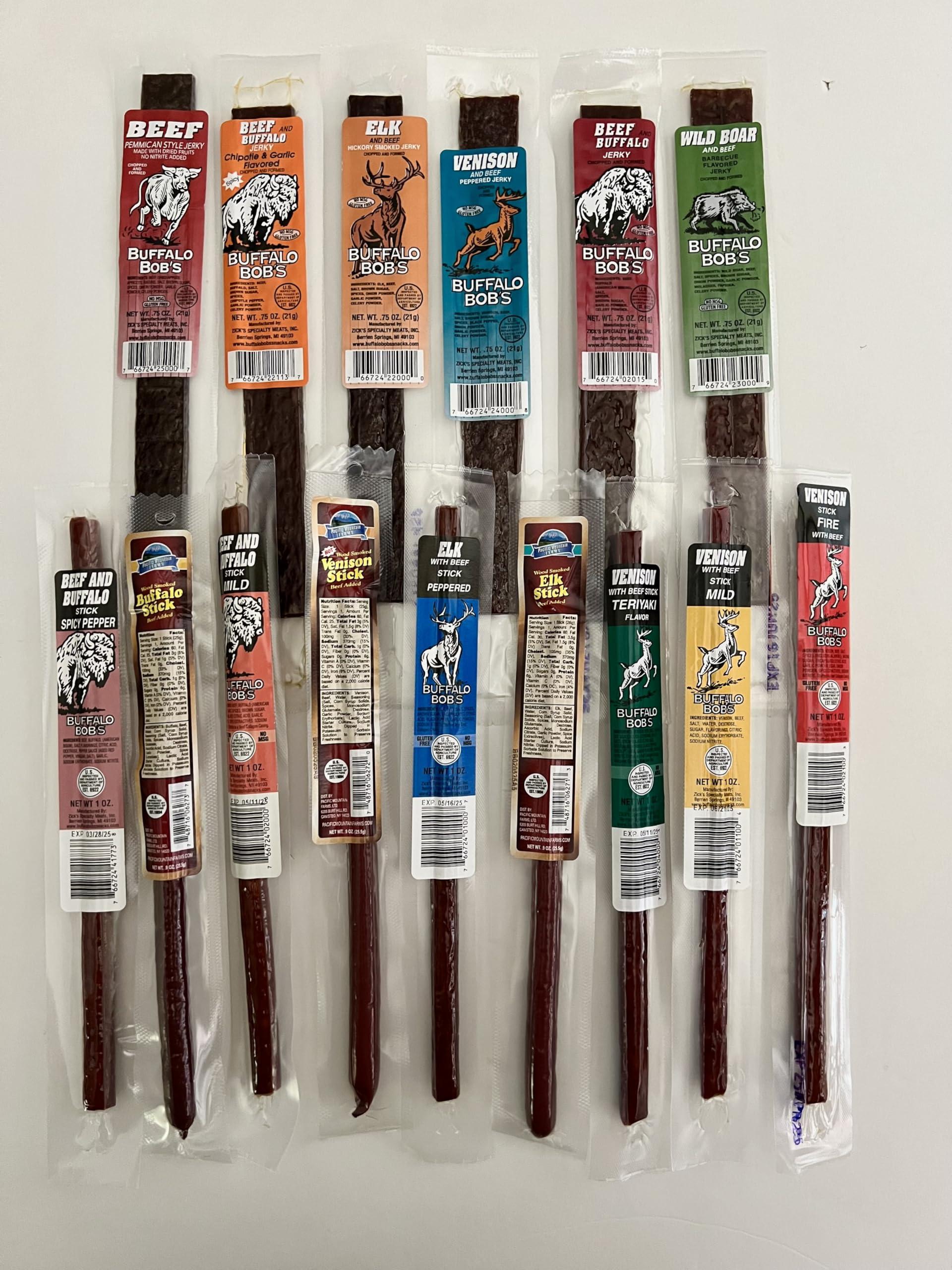 Jerky Dynasty Jerky Dynasty Big Game 15-Piece Jerky Variety Pack - Assorted Meat Snack Box with Beef Jerky, Buffalo, Elk, Wild Boar, & More - Unique Present for Men or for Snack