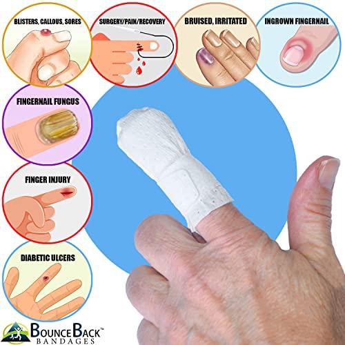 BOUNCEBACK MediMitt FingerMitt Non Adhesive Fingertip and Full Coverage Bandages with Fastening Strap (Large (10 Pack))