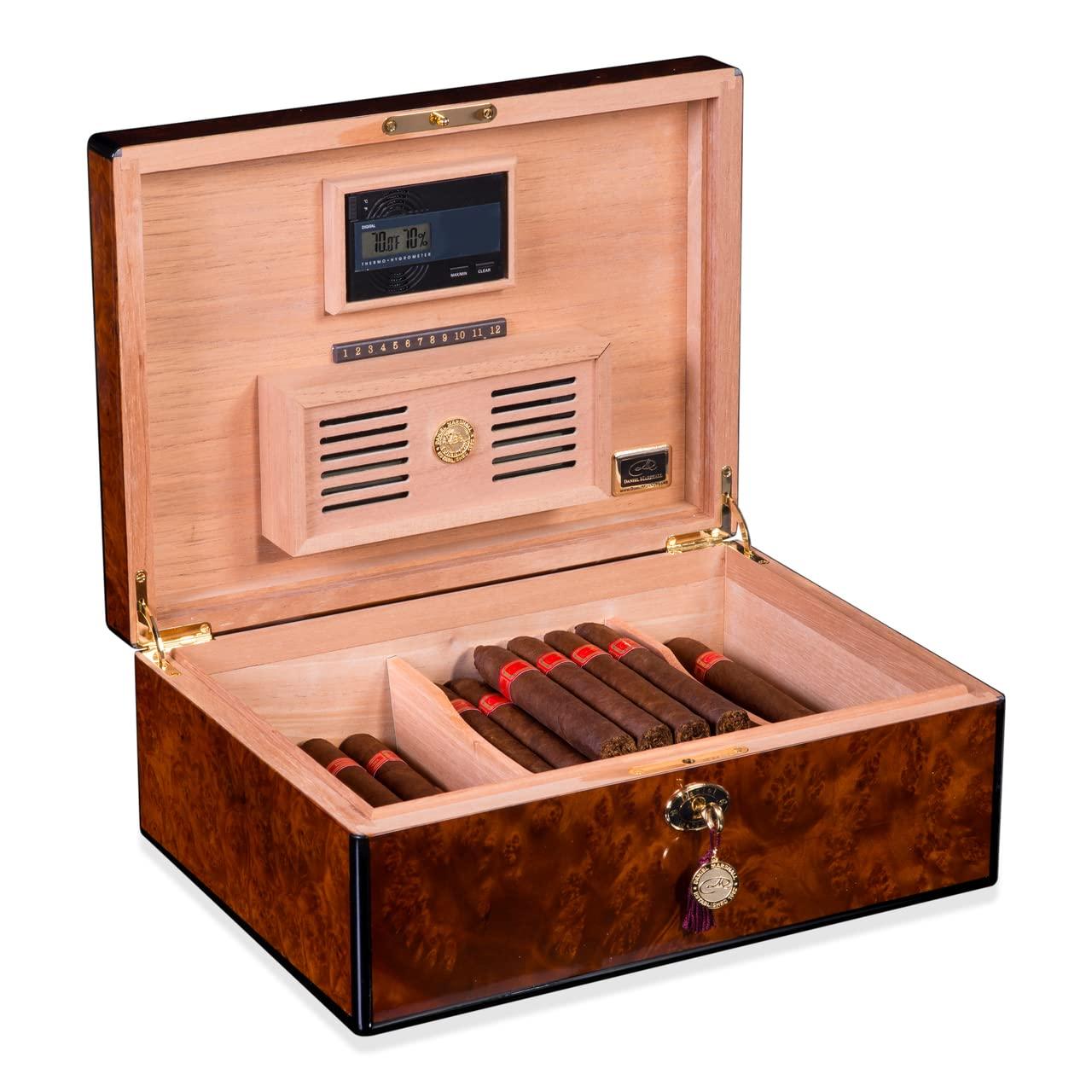 Daniel Marshall Daniel Marshall 30125 Signature Series 125-Cigar Humidor w Tray - Precious Burl Wood