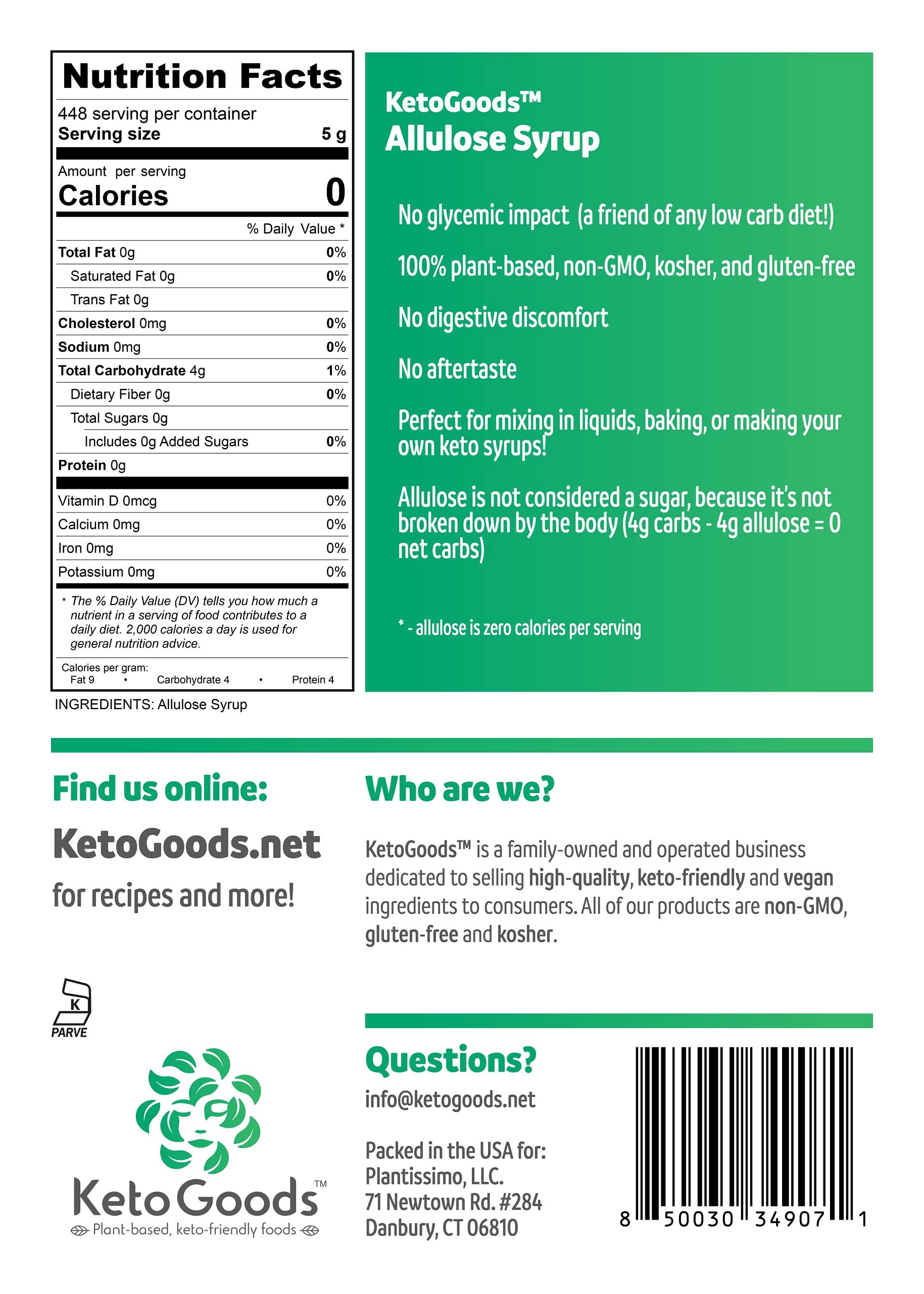 Keto Goods KetoGoods Allulose Simple Syrup: No carbs/calories, Keto friendly, No glycemic impact (5lb)