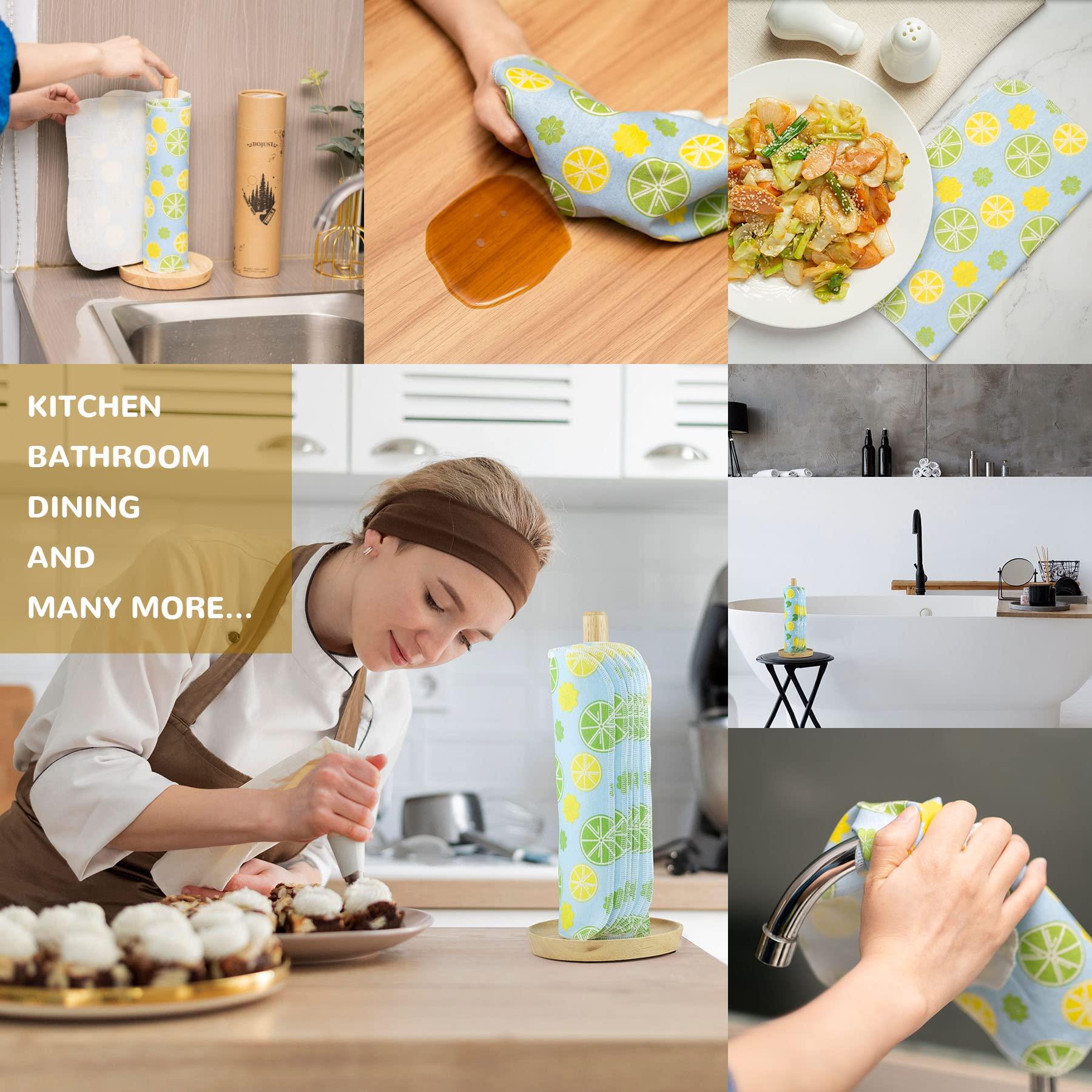 BOJUST BOJUST Reusable Paper Towels Washable Roll-12 Pieces Eco Cotton Paperless Paper Towels | Napkins Cloth Paper Towels for Kitchen | Zero Waste Products Alternative Paper Towel(Light Lemon, 12 Towels)