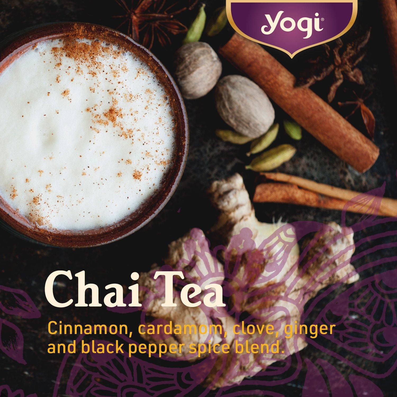 Yogi Yogi Tea Chai Rooibos Tea - 16 Tea Bags per Pack (6 Packs) - Spiced Organic Rooibos Tea - Provides Antioxidants - Caffeine-Free - Includes Cardamom, Cinnamon, Ginger & Clove