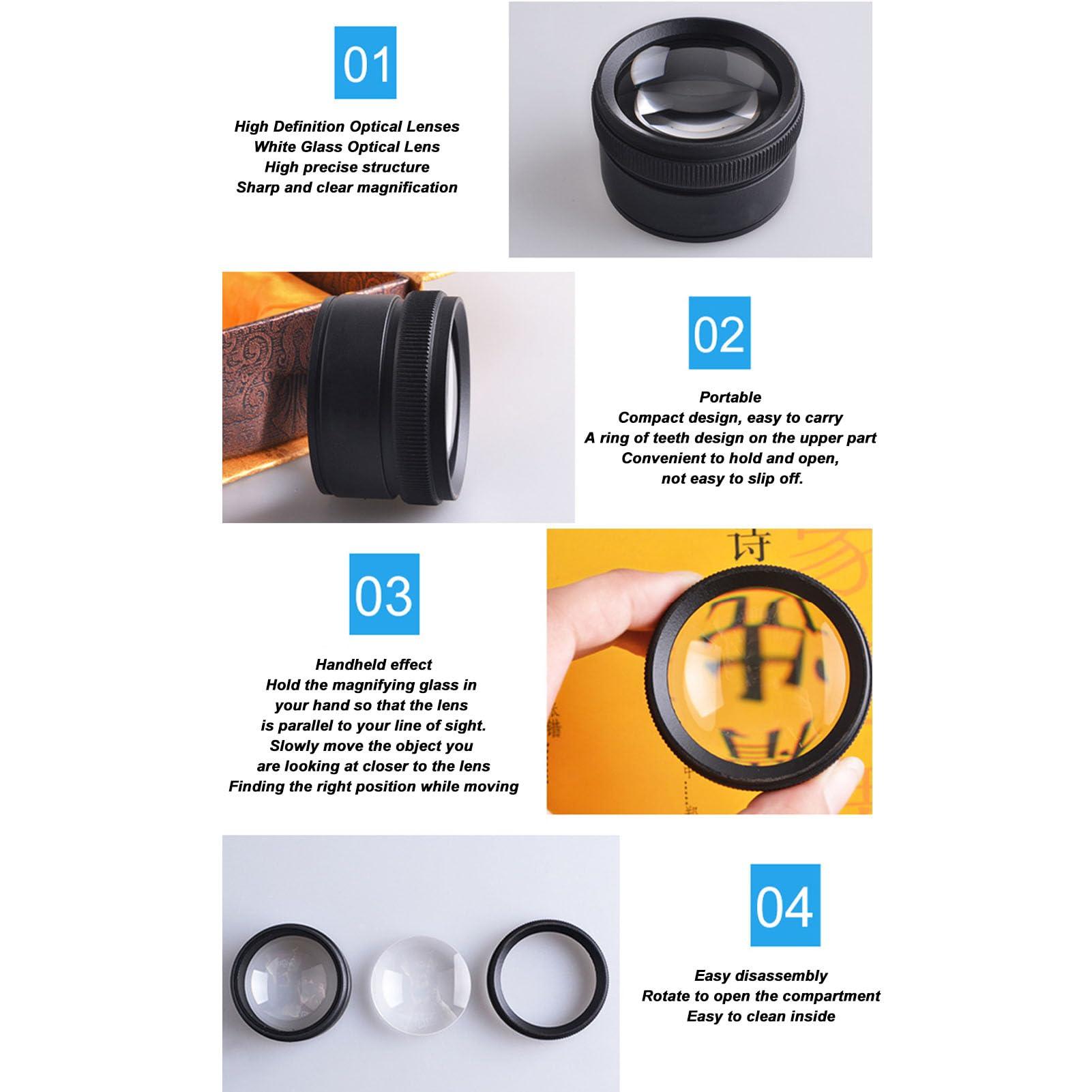 Diydeg 30X Optics Loupes Magnifier Loop, Professional Jewelry Magnifier Glasses Magnifying Lens, Portable Pocket Jewelry Loupe Desktop Reading Magnifier Lens for Jeweler, Stamps