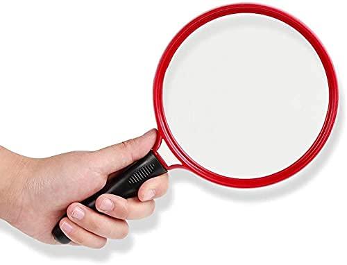 LIPJIA Magnifying Glass,Read Handheld HD Glass Large Reading Book 13cm Diameter Glass Lens Non Slip Handle Without Lamp Magnifier