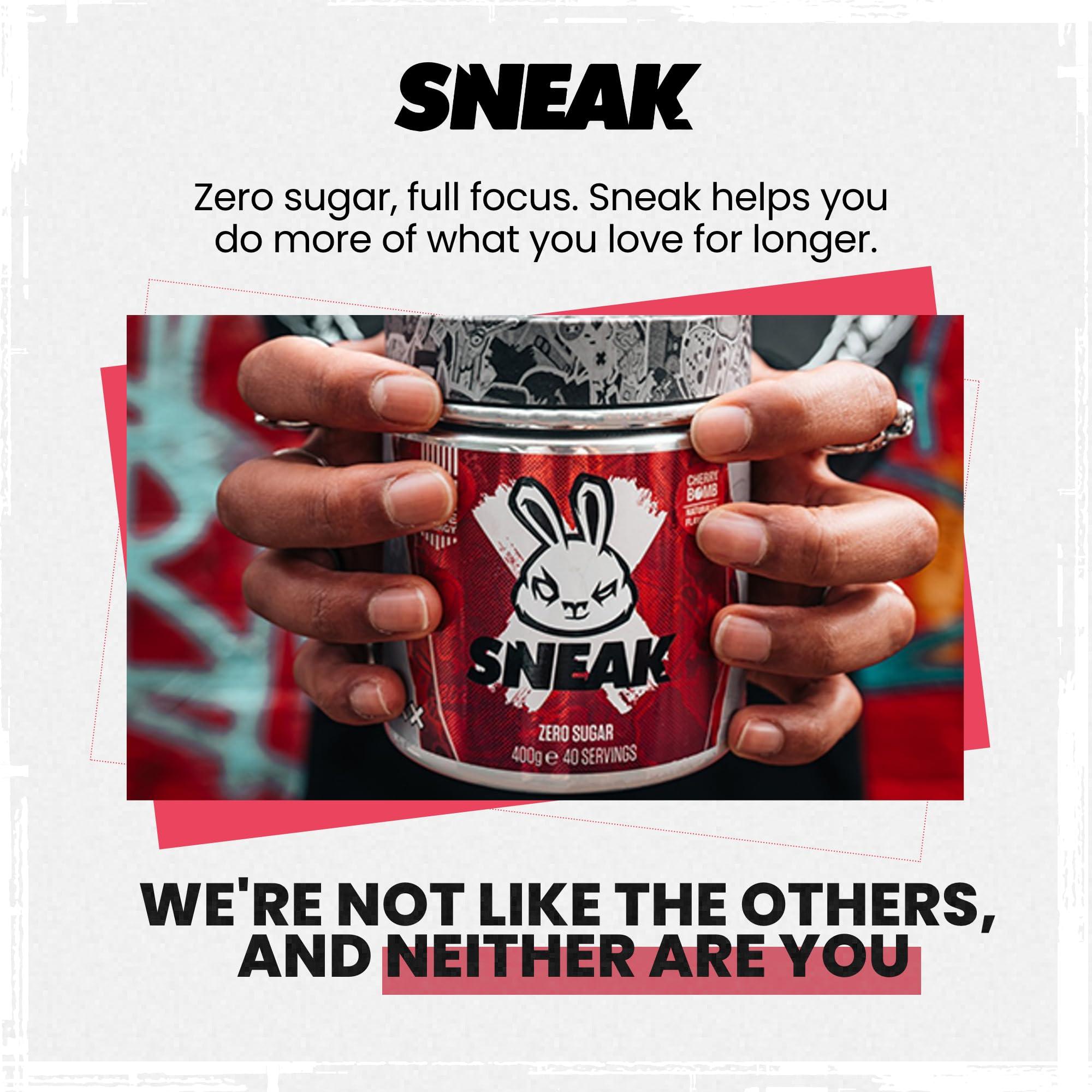 SNEAK SNEAK Energy Drink Powder | Cherry Bomb | No Sugar. No Nasties. Just Natural Caffeine, Focus-Boosting Nootropics | 40 Servings