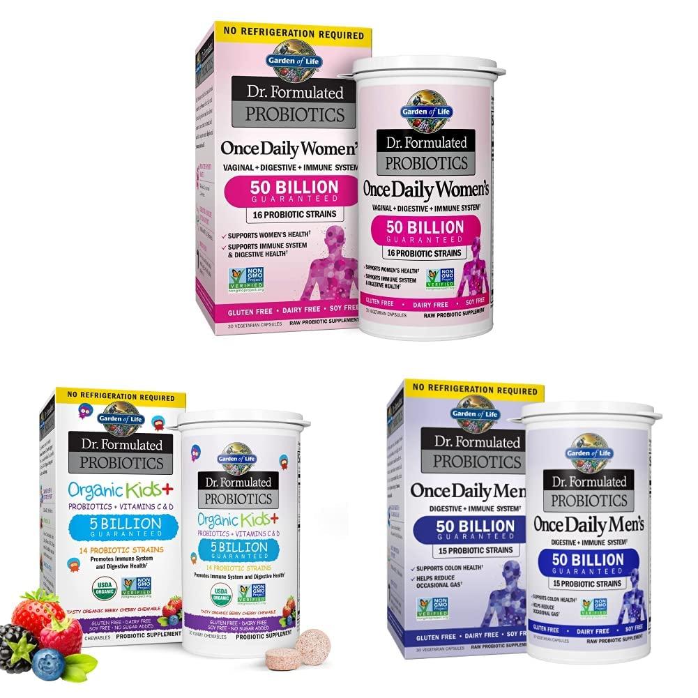 Garden of Life Garden of Life Dr. Formulated Probiotics Bundle - For Women, Kids, and Men (Once Daily)