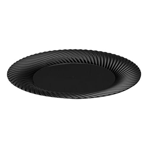 Restaurantware Restaurantware Moderna 7 Inch Premium Disposable Plates 40 Round Plastic Plates For Parties - Wave Pattern Heavy-duty Black Plastic Dinner Plates For Warm And Cold Foods Ideal For Cafes