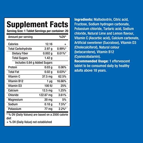 FAST&UP Fast&Up Reload - Electrolyte Energy Drink - Sports Nutrition Electrolyte Drink - Effervescent Tablets for Running & Cycling- 20 effervescent Tablets - Lime and Lemon Flavour