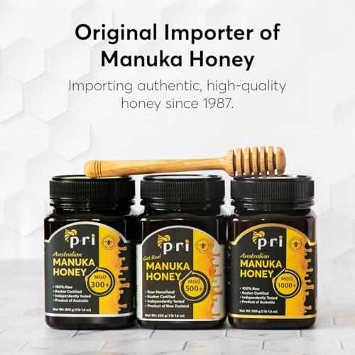 PRI PACIFIC RESOURCES INTERNATIONAL THE ESSENCE OF PRI Manuka Honey, Certified MGO 200+, Raw New Zealand Manuka Honey, 500g Jar