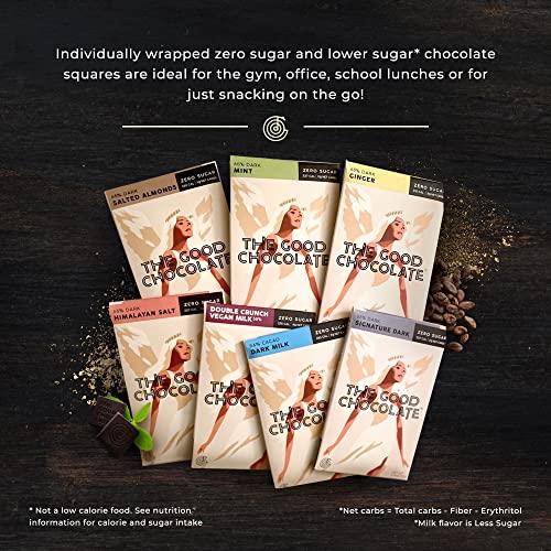 The Good Chocolate The Good Chocolate - Keto Chocolate Variety Pack, Zero Sugar, Lower Net Carb Snack, Lower Calorie Chocolate Candy Variety Pack, 6 Flavors, 6 Bar Value Pack
